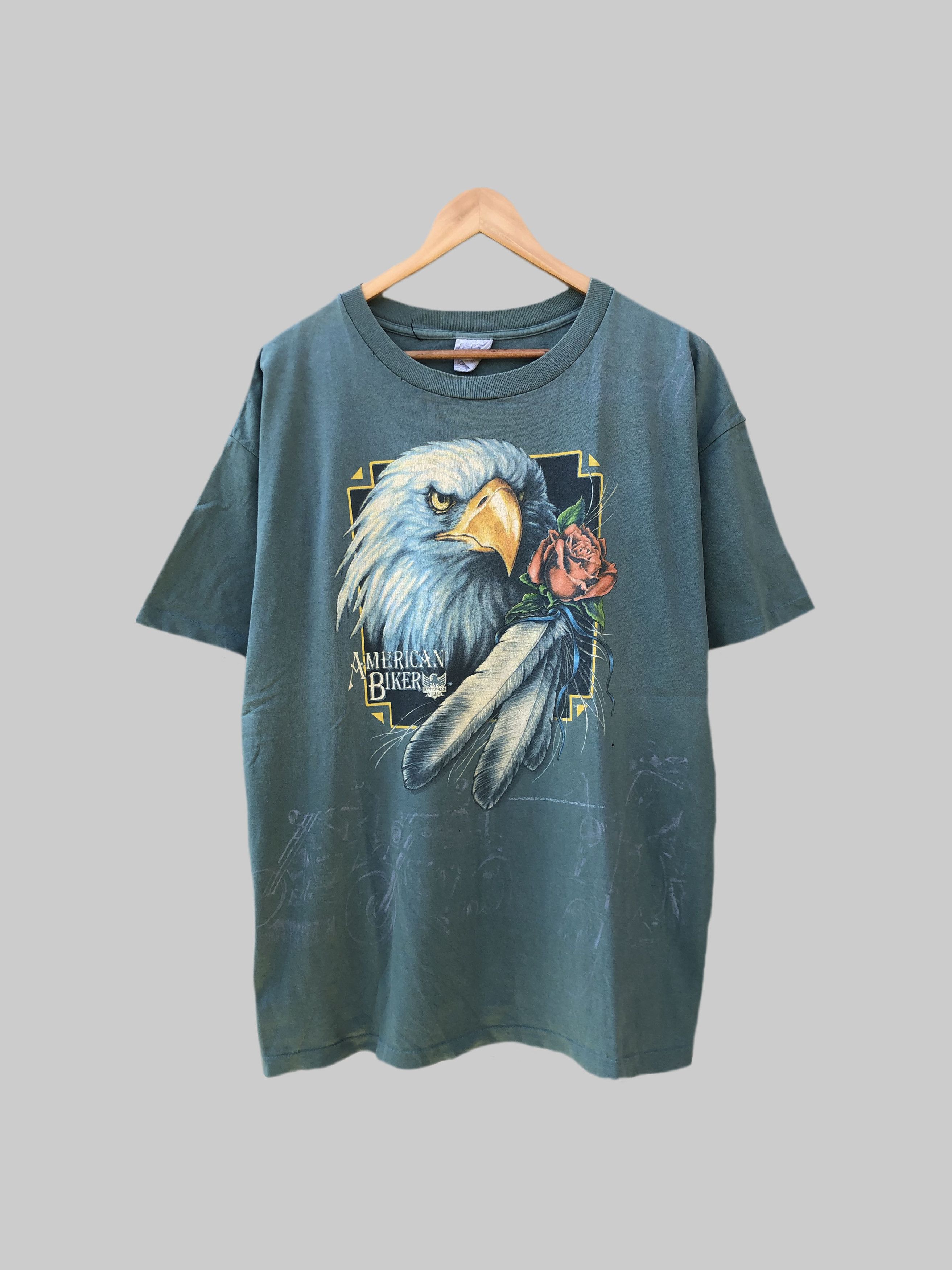 Harley Davidson Vintage 1992 American Biker Eagles Print All Over Me Size US XL / EU 56 / 4 - 1 Thumbnail