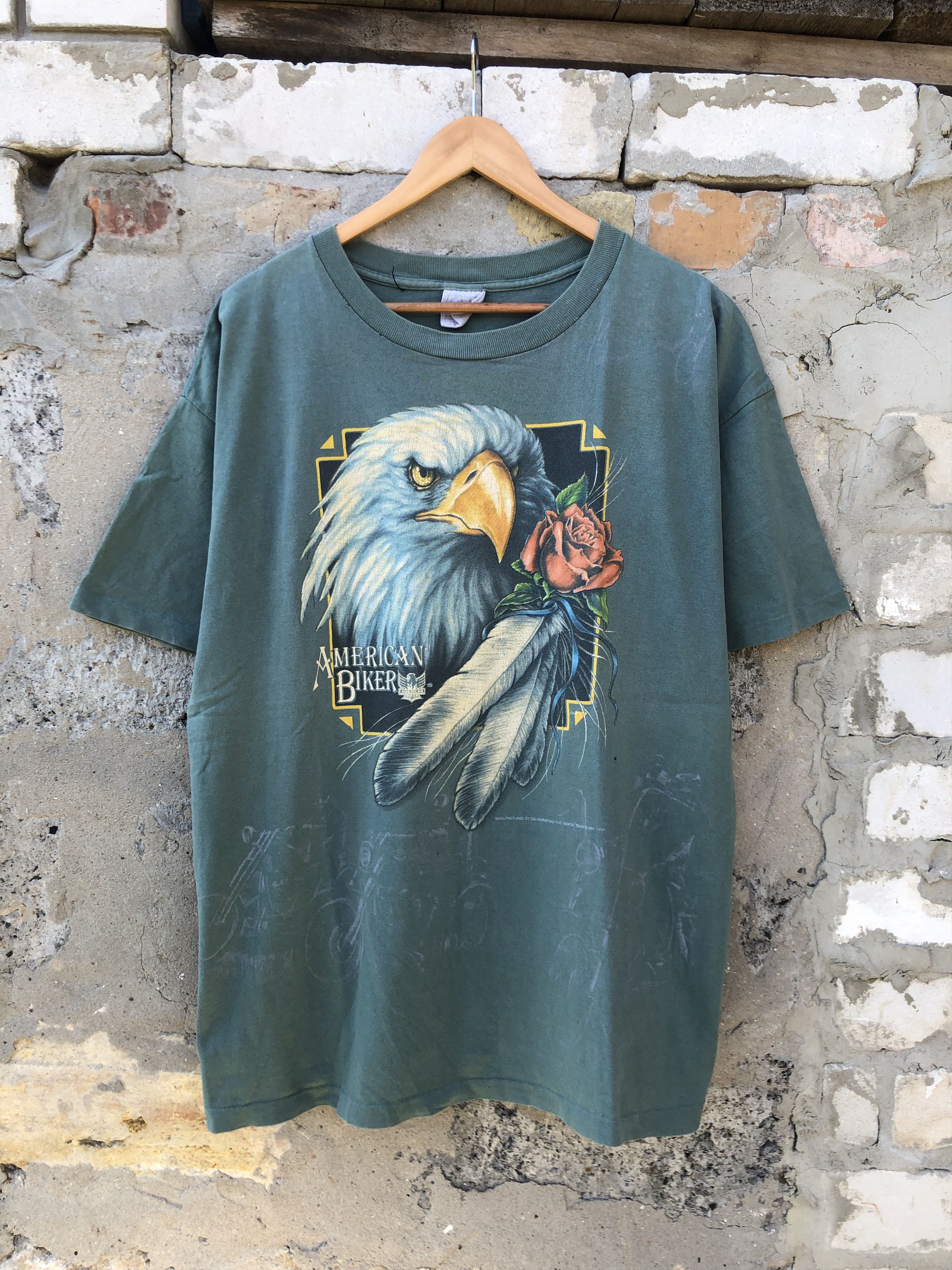 Harley Davidson Vintage 1992 American Biker Eagles Print All Over Me Size US XL / EU 56 / 4 - 2 Thumbnail