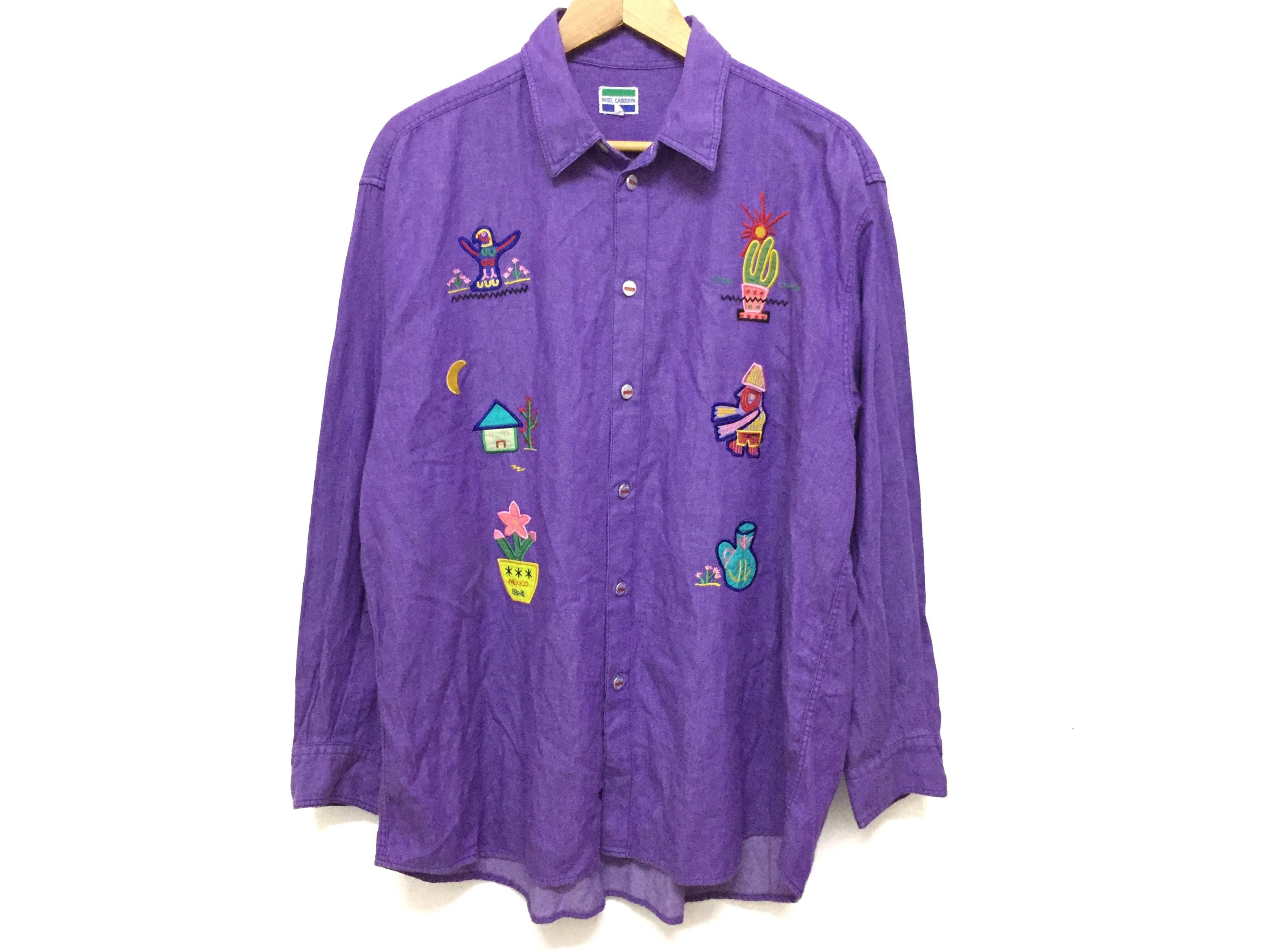 Nigel Cabourn 90's Ancient Egypt mexico embroidered logo button up Size US L / EU 52-54 / 3 - 2 Thumbnail