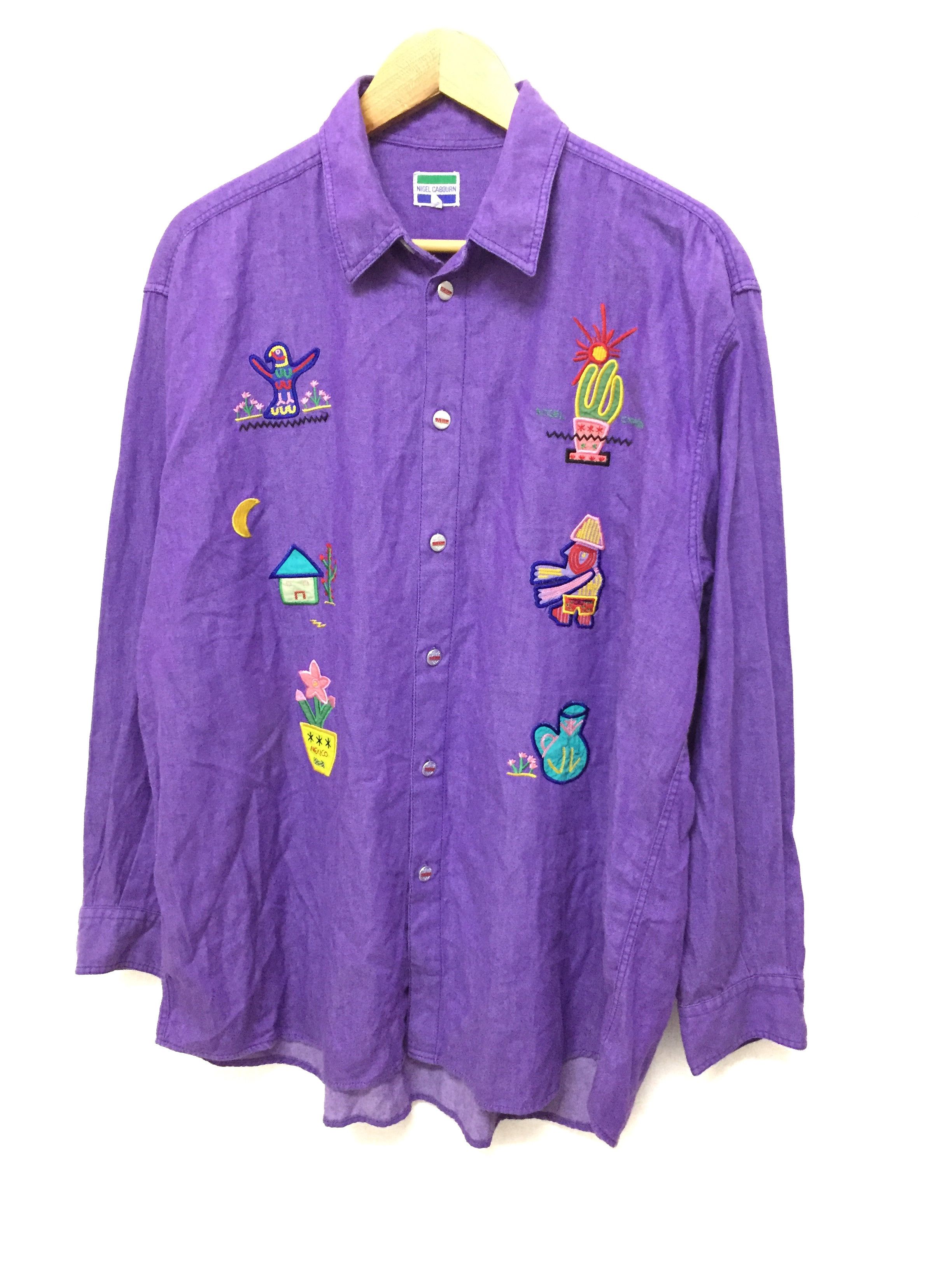 Nigel Cabourn 90's Ancient Egypt mexico embroidered logo button up Size US L / EU 52-54 / 3 - 1 Thumbnail