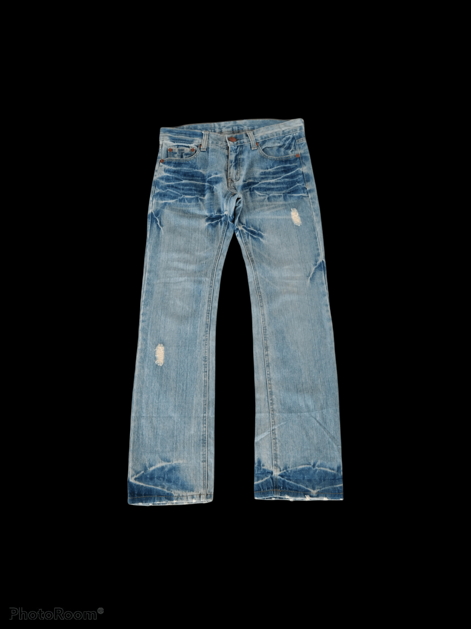 Art Comes First WASHED BLUE RASTA PEACE DENIM PANTS Size US 31 - 2 Thumbnail