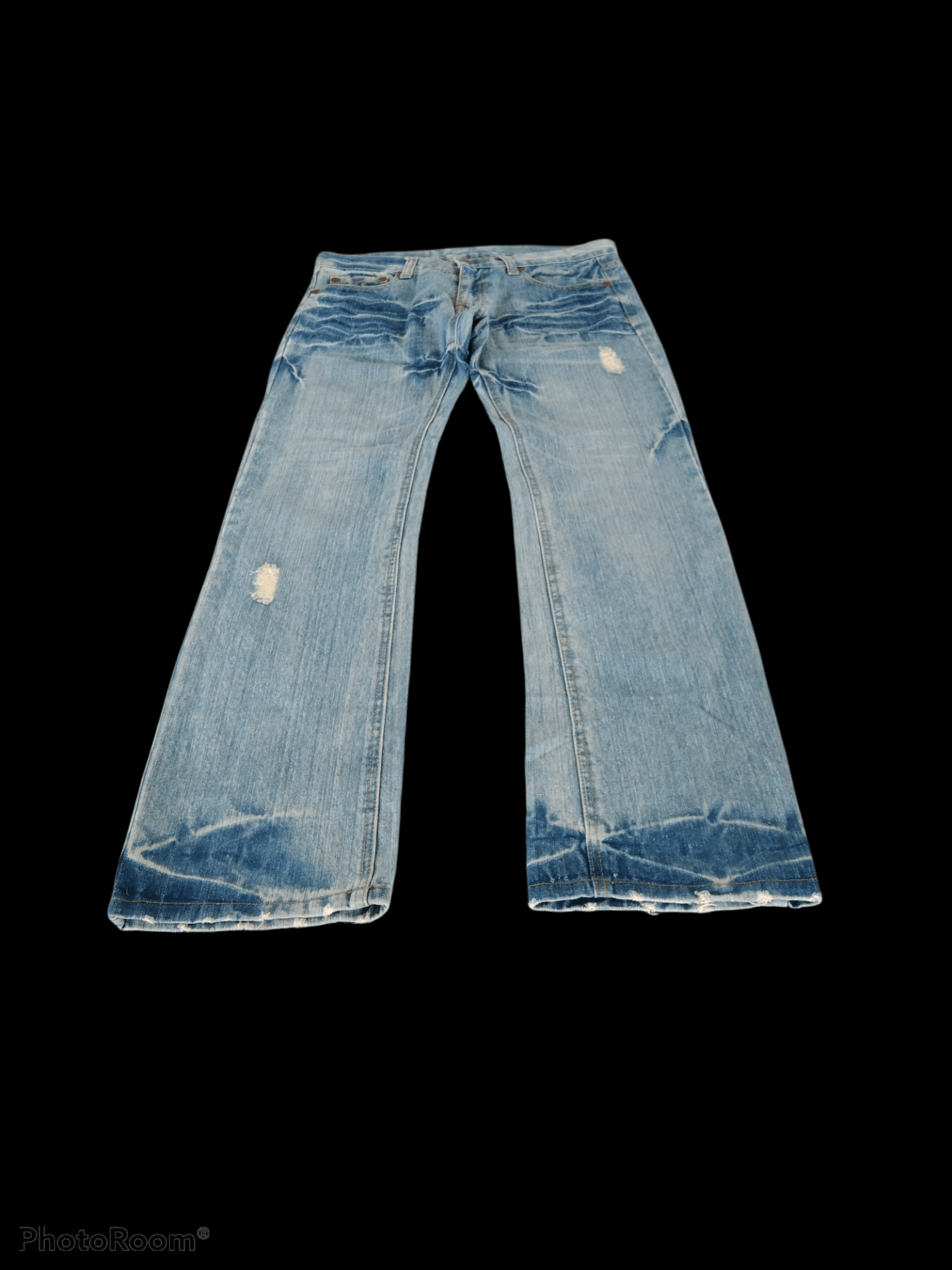 Art Comes First WASHED BLUE RASTA PEACE DENIM PANTS Size US 31 - 3 Thumbnail
