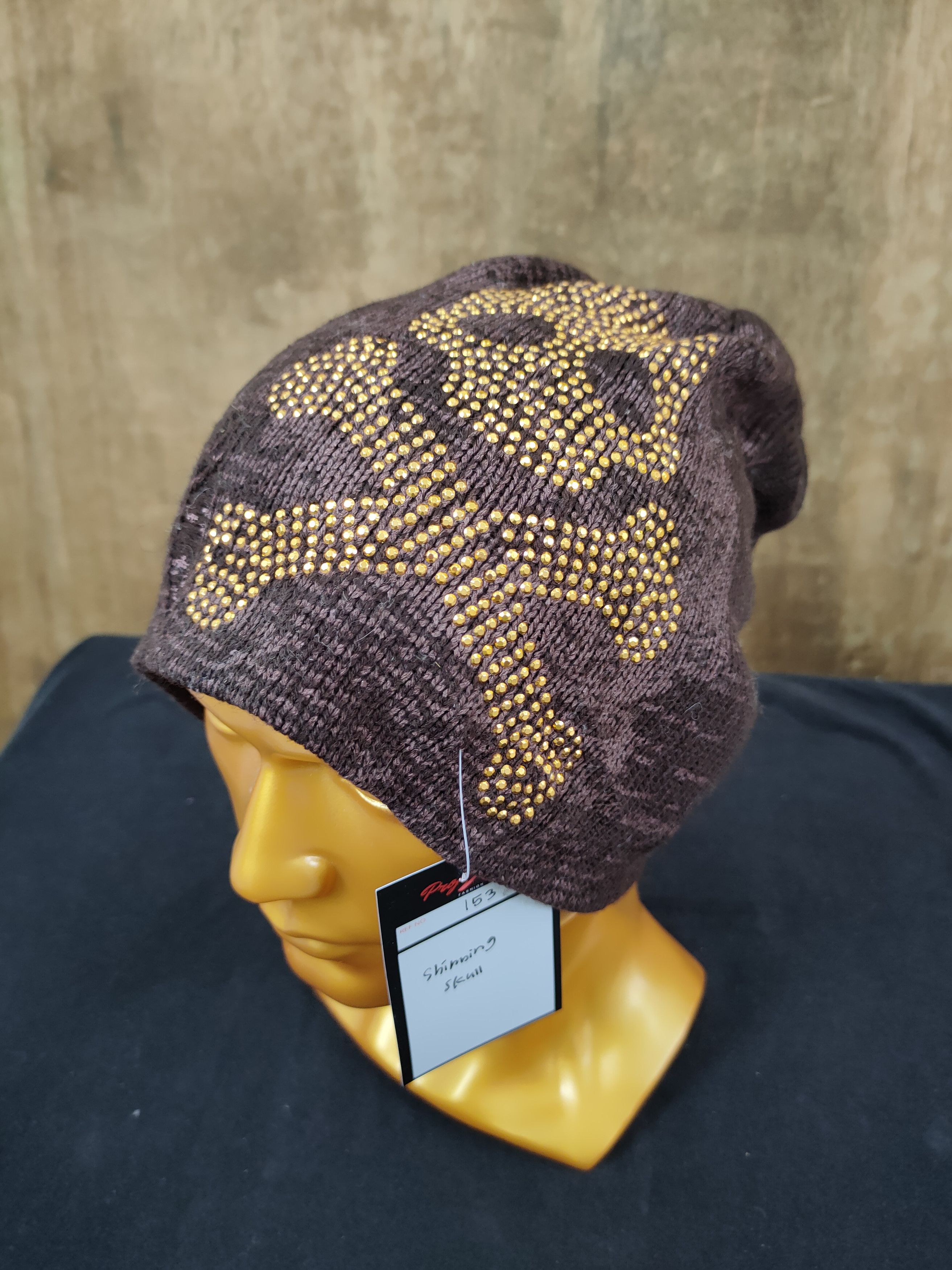image of Skulls Apestein Uk Designer Distress Skull Diamond Beanie 153Dll in Brown, Men's