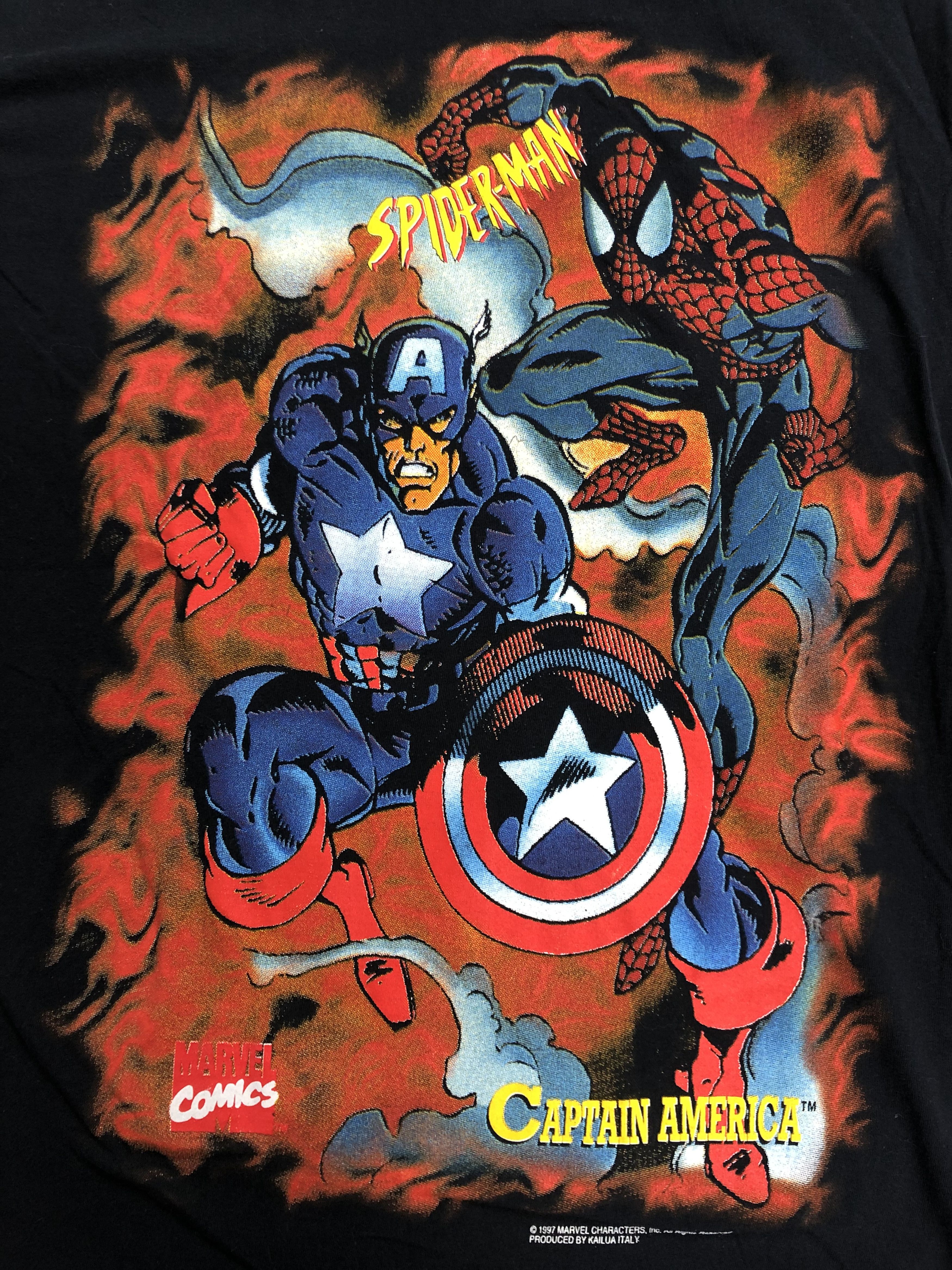 DC Comics Vintage 1997 Marvel Spiderman Captain America t-shirt Size US M / EU 48-50 / 2 - 3 Thumbnail