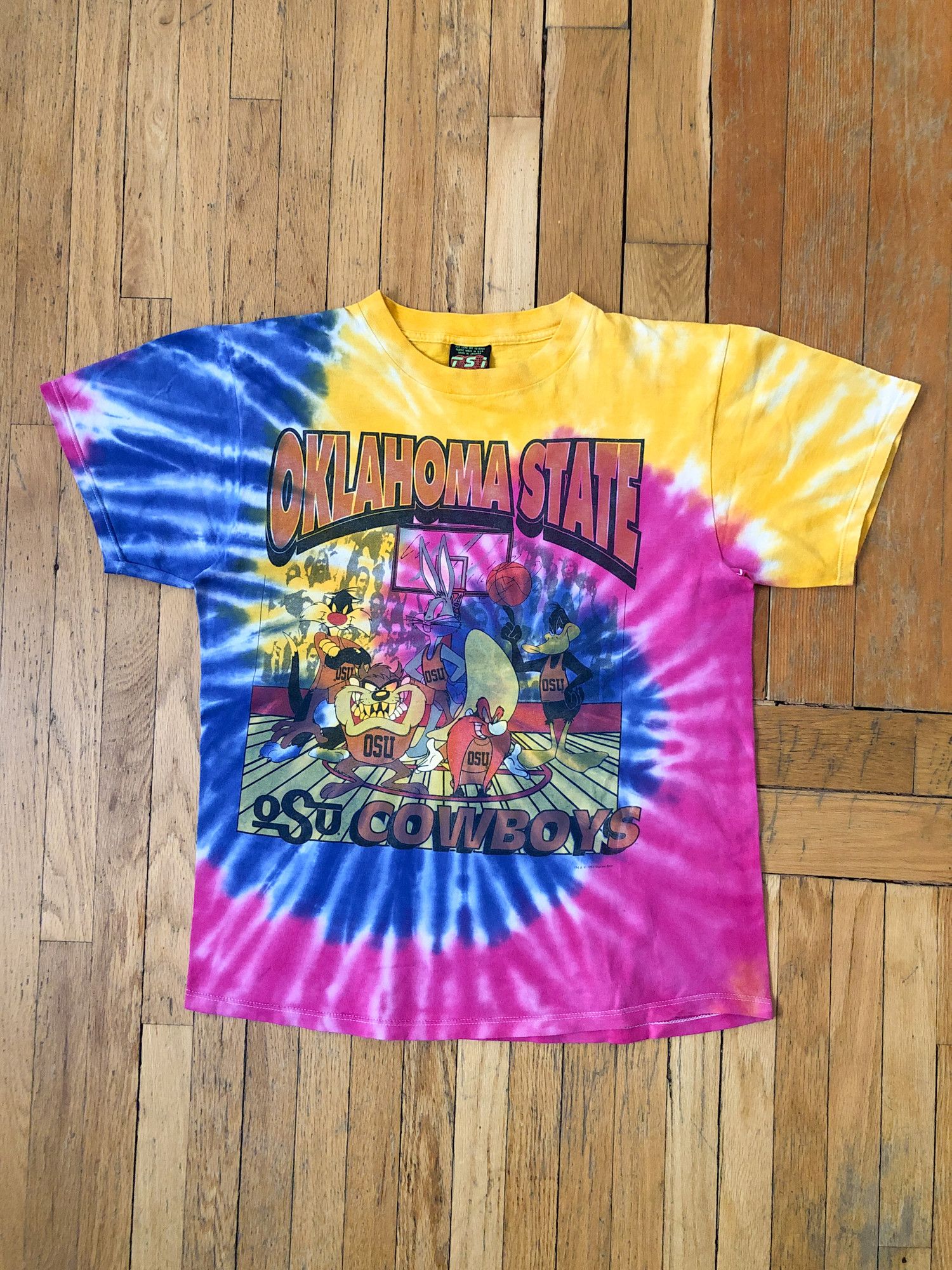 Vintage × Warner Bros 1994 Faded 'Oklahoma State Cowboys' Looney Tunes T-Shirt Size US L / EU 52-54 / 3 - 2 Thumbnail
