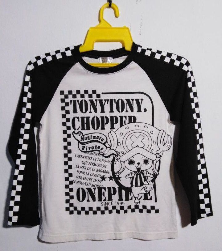 image of One Piece Tony Chopper Long Sleeve Shirt in Black White, Men's (Size XS)