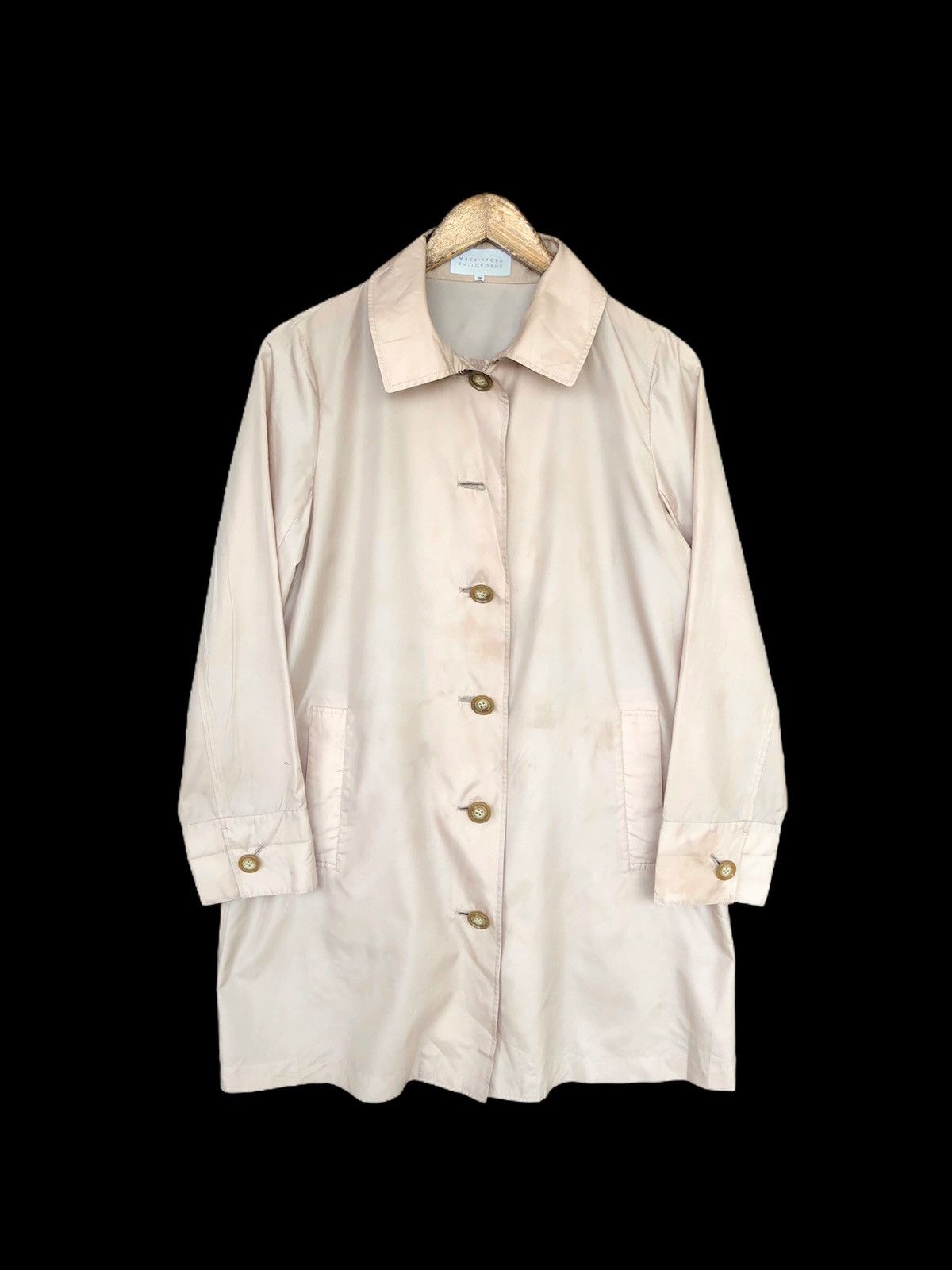 image of Mackintosh Philosophy Nylon Lite Trench Jacket in Cream, Men's (Size Medium)