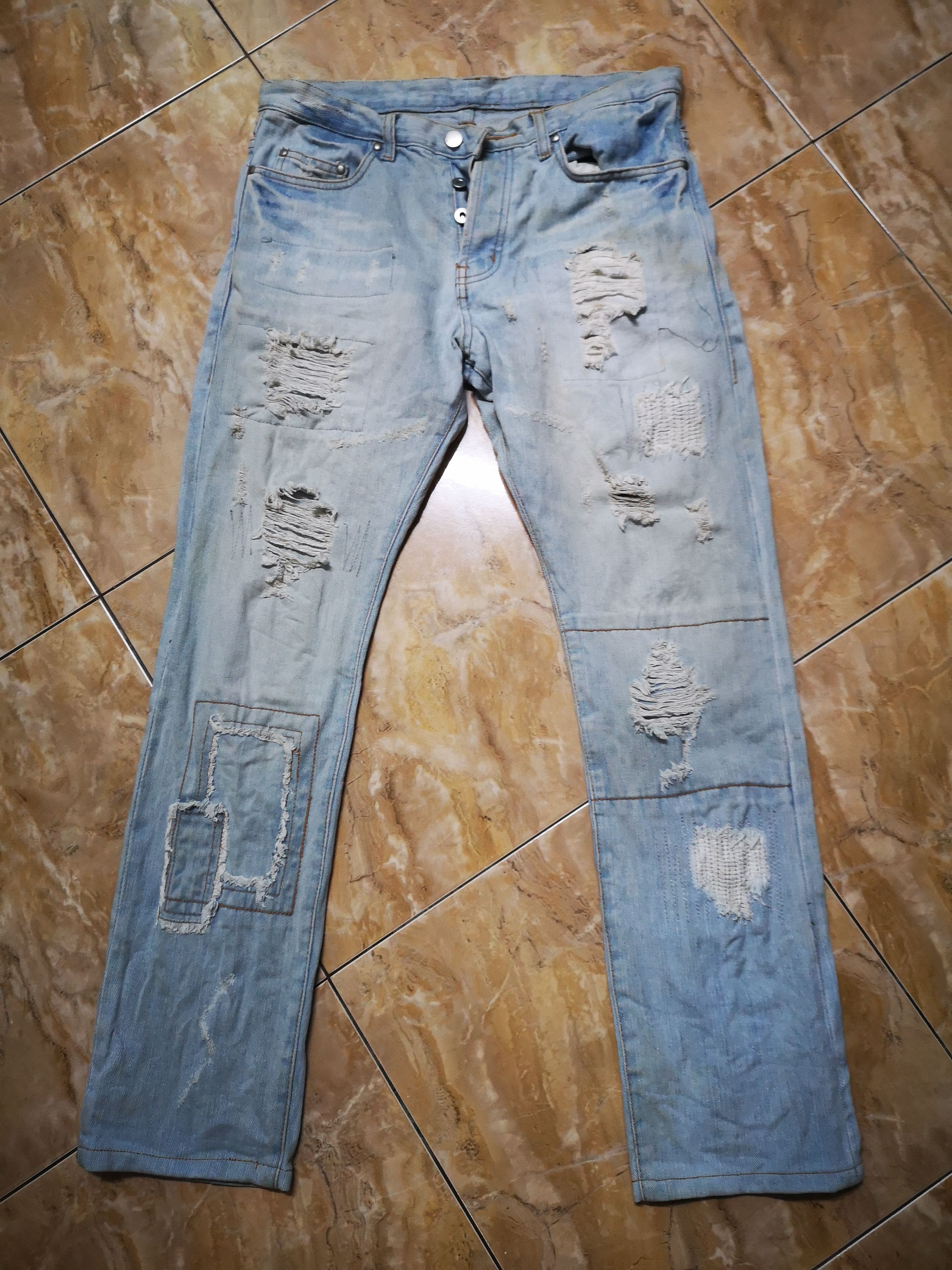 Japanese Brand Distress Denim Tokyo Rush patchwork Style Size US 32 / EU 48 - 1 Thumbnail
