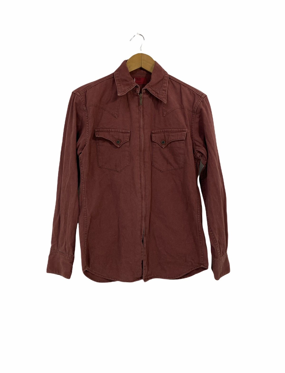 image of Levis x Levis Vintage Clothing Vintage Levi’S Western Chambray Zipper Shirt Design in Maroon (Size 