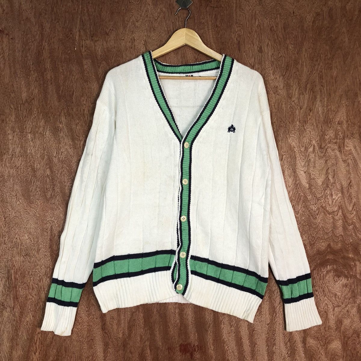 Van DLL Van Jac White Cardigan knitwear #c589 Size US M / EU 48-50 / 2 - 1 Thumbnail