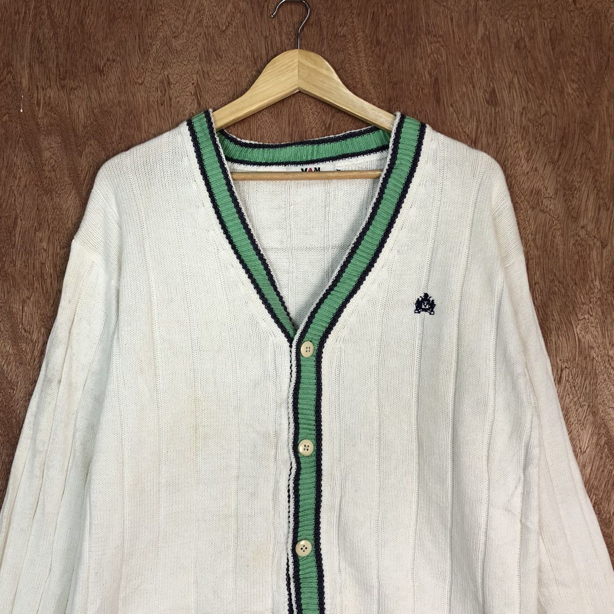 Van DLL Van Jac White Cardigan knitwear #c589 Size US M / EU 48-50 / 2 - 2 Thumbnail