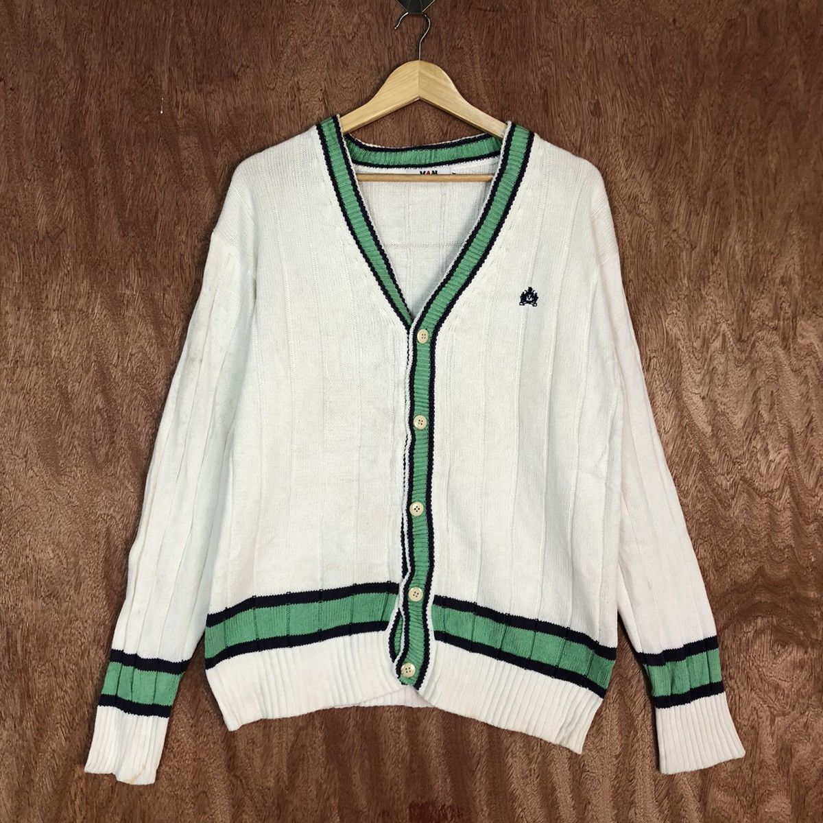 Van DLL Van Jac White Cardigan knitwear #c589 Size US M / EU 48-50 / 2 - 3 Thumbnail