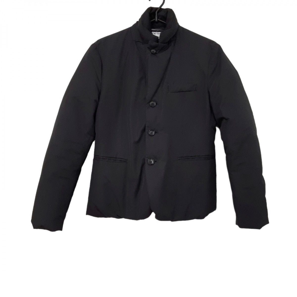 Jacket Black Down Button Plain Long Sleeve