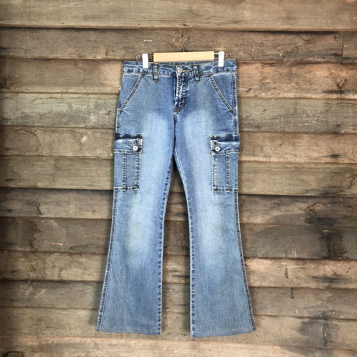 Japanese Brand DLL Denim Wave List Boot Cut Blue Multipocket Pants #1509 Size US 26 / EU 42 - 1 Thumbnail