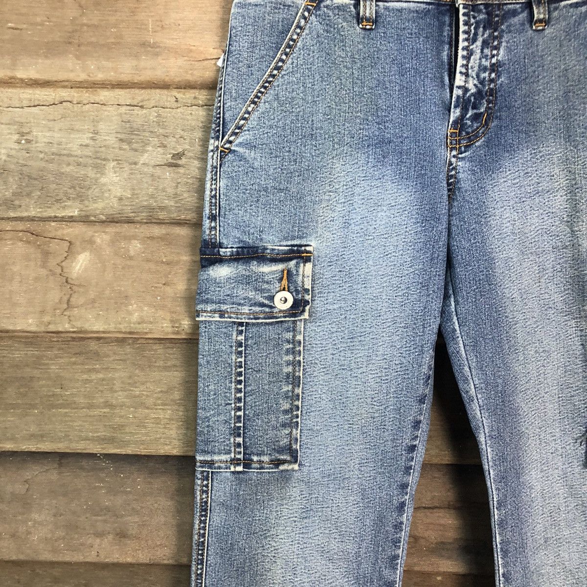 Japanese Brand DLL Denim Wave List Boot Cut Blue Multipocket Pants #1509 Size US 26 / EU 42 - 4 Thumbnail