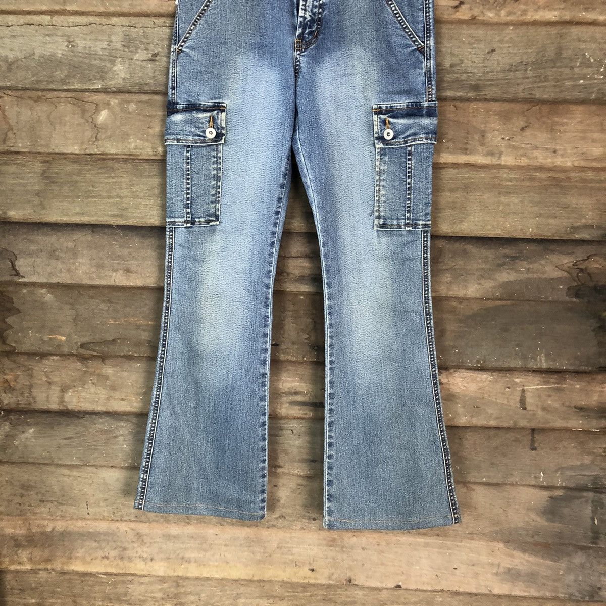 Japanese Brand DLL Denim Wave List Boot Cut Blue Multipocket Pants #1509 Size US 26 / EU 42 - 3 Thumbnail