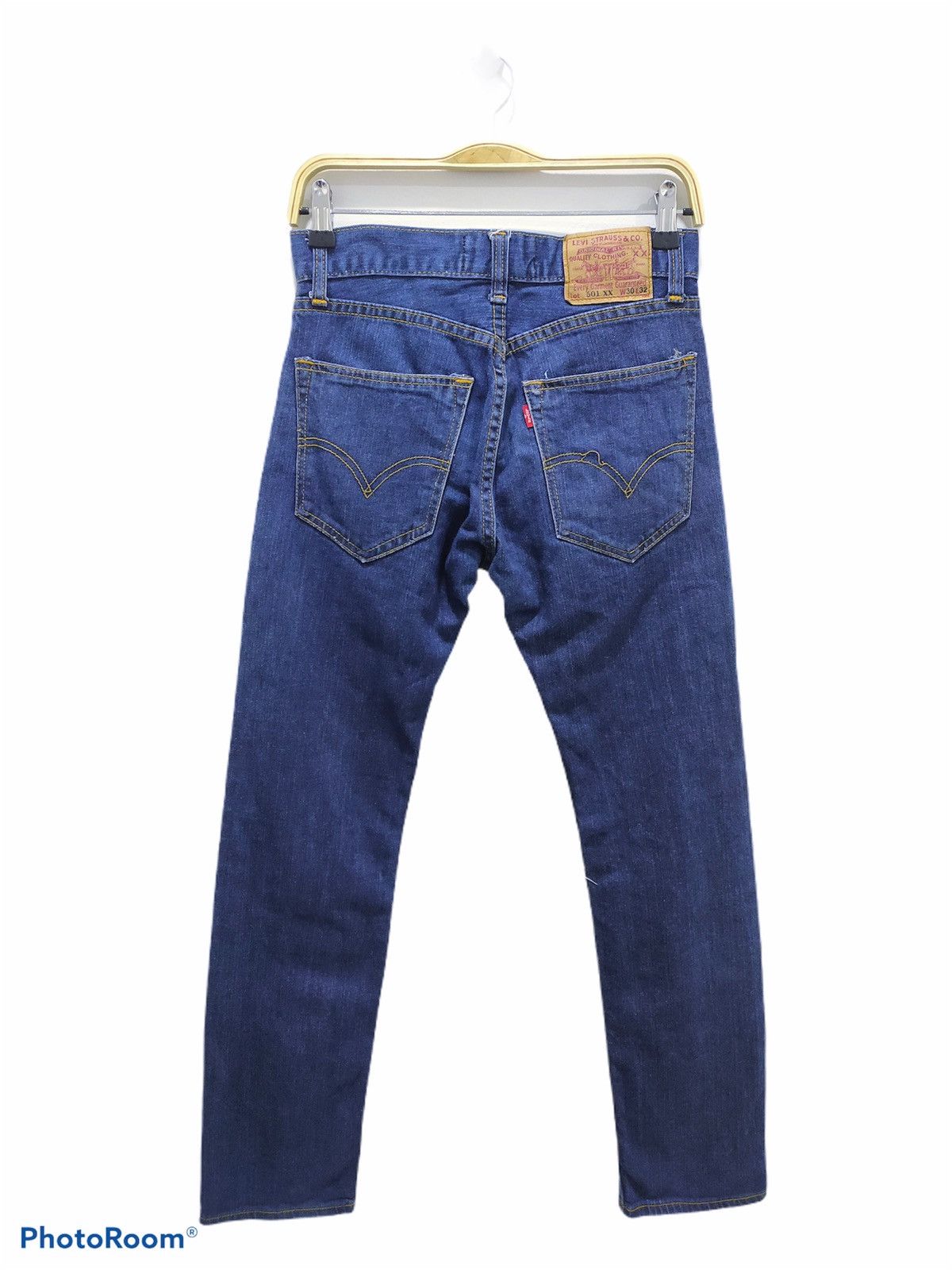 Garment Reproduction of Workers LEVI'S 501 XX Slim Fit Skinny Blue Blend Bikers Denim Jeans Size US 30 / EU 46 - 2 Thumbnail