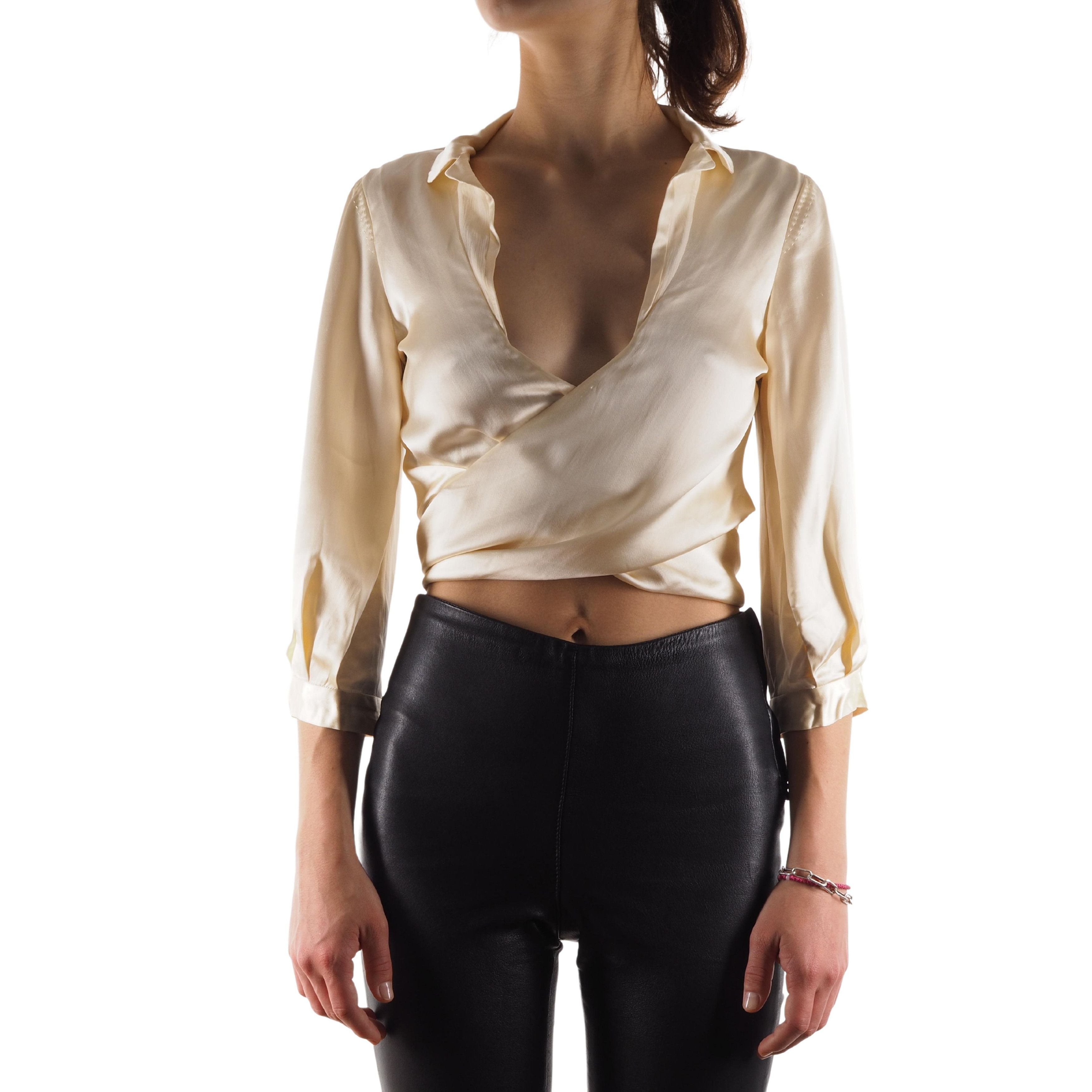image of Louis Vuitton Viscose Ivory Crop Top Blouse 36 / Xs / S, Women's
