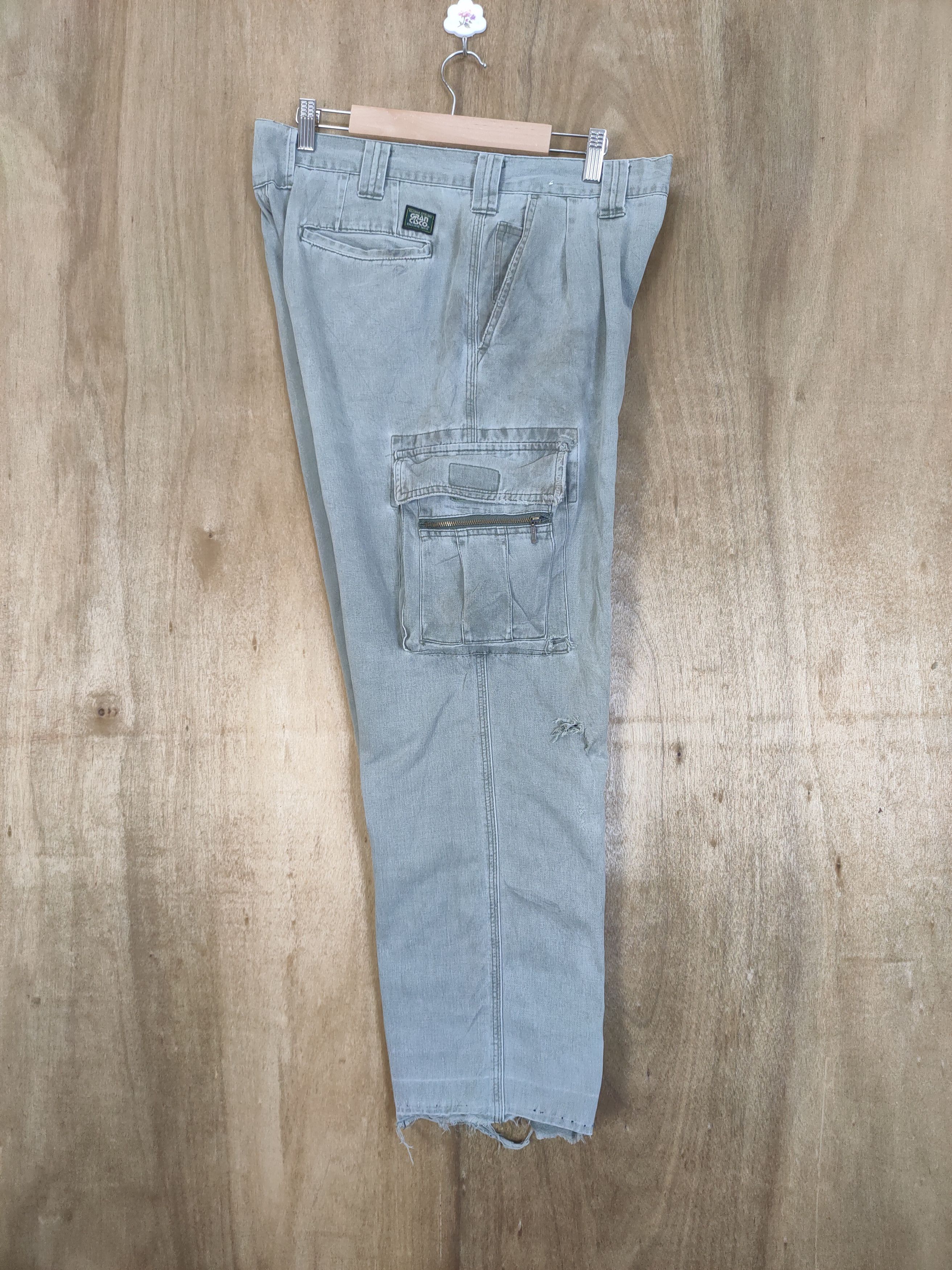 Japanese Brand GRANCISCO FADED DISTRESSED CARGO PANTS Size US 30 / EU 46 - 12 Thumbnail
