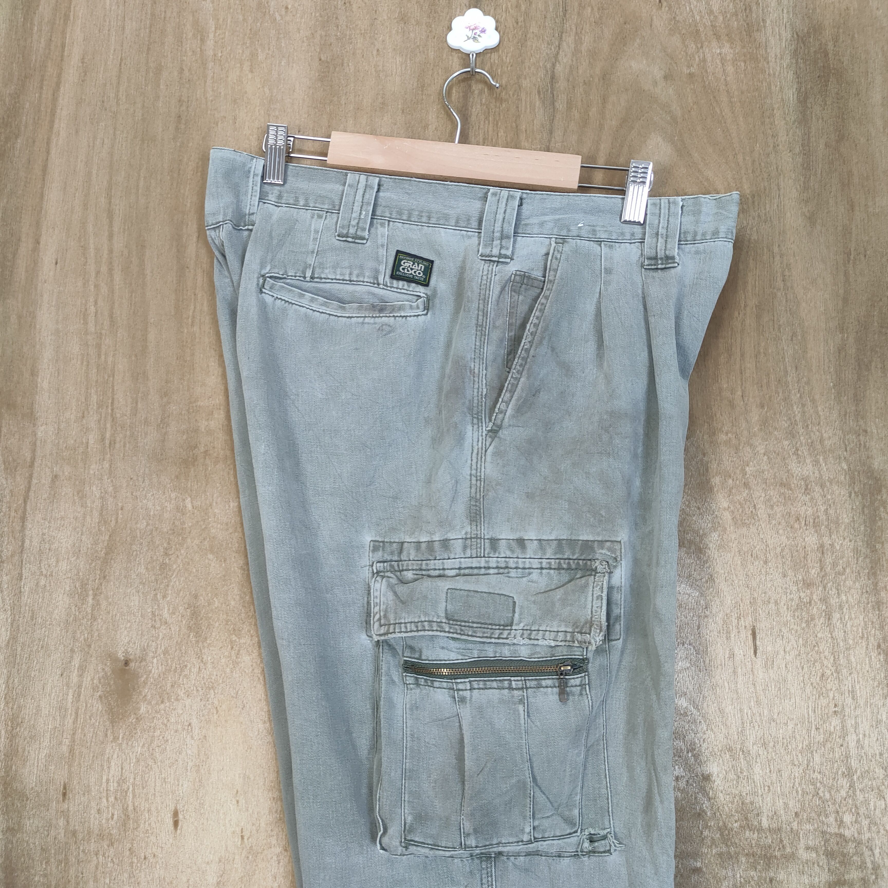 Japanese Brand GRANCISCO FADED DISTRESSED CARGO PANTS Size US 30 / EU 46 - 13 Thumbnail