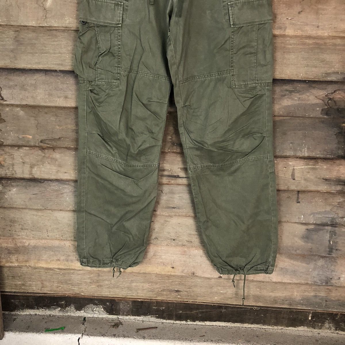Japanese Brand DL Uniqlo Green Cargo faded Multipocket Pants #1943 Size US 32 / EU 48 - 3 Thumbnail
