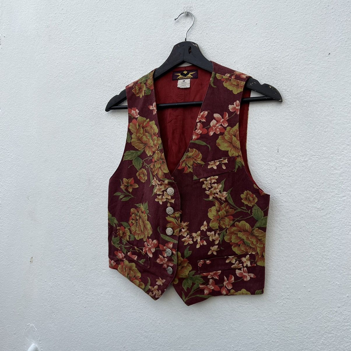 Japanese Brand VINTAGE OVERPRINT FLORAL FLOWER UTILITY VEST Size US M / EU 48-50 / 2 - 2 Thumbnail