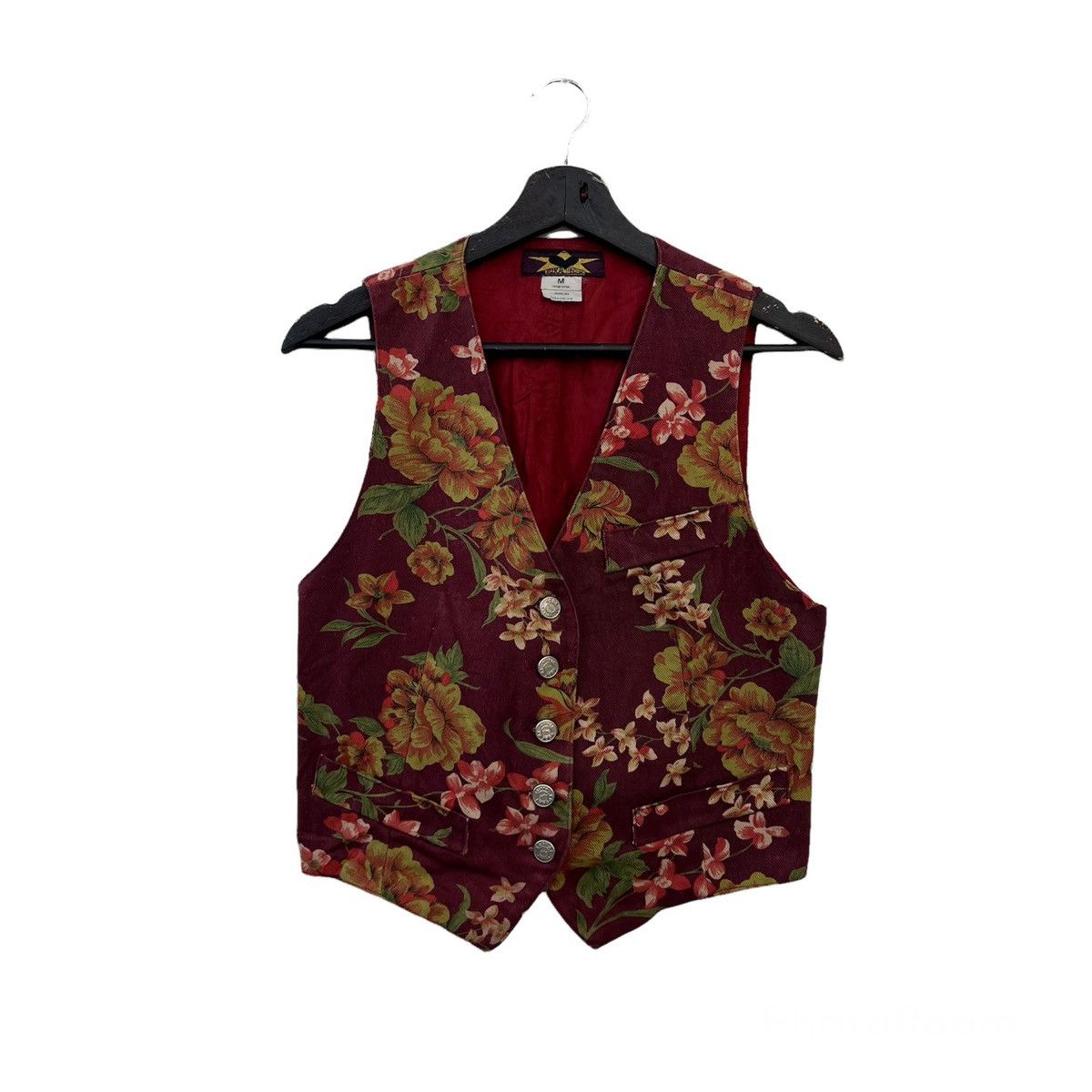 Japanese Brand VINTAGE OVERPRINT FLORAL FLOWER UTILITY VEST Size US M / EU 48-50 / 2 - 1 Thumbnail