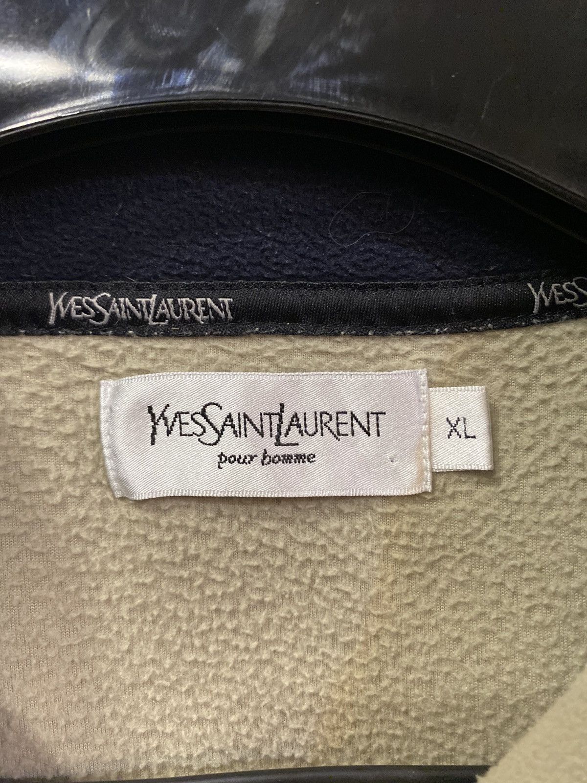 Yves Saint Laurent Fleece Beige YSL Sweatshirt 1/4 Quarter Zip Big Logo Vintage Size US XL / EU 56 / 4 - 4 Thumbnail
