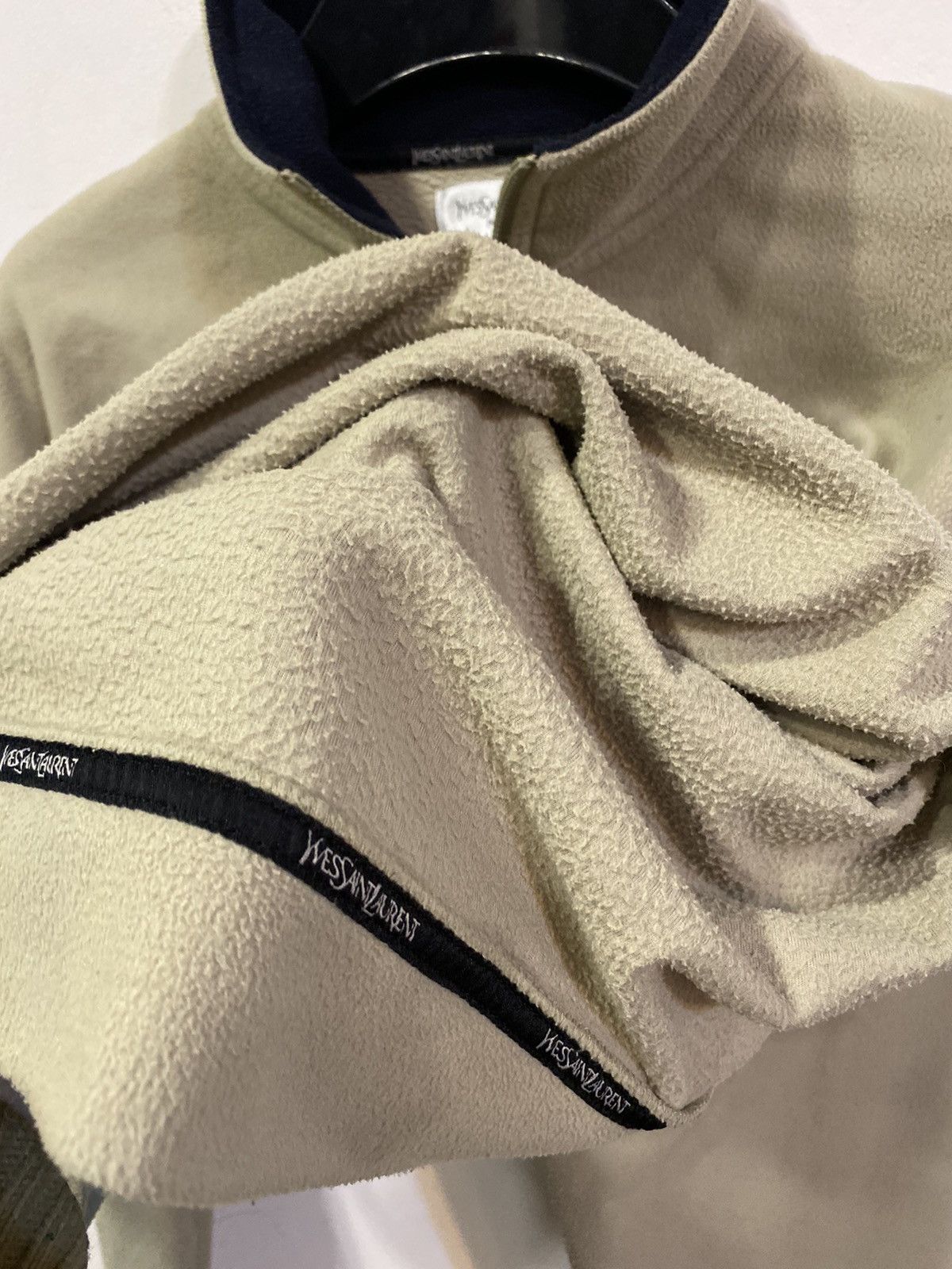Yves Saint Laurent Fleece Beige YSL Sweatshirt 1/4 Quarter Zip Big Logo Vintage Size US XL / EU 56 / 4 - 7 Thumbnail