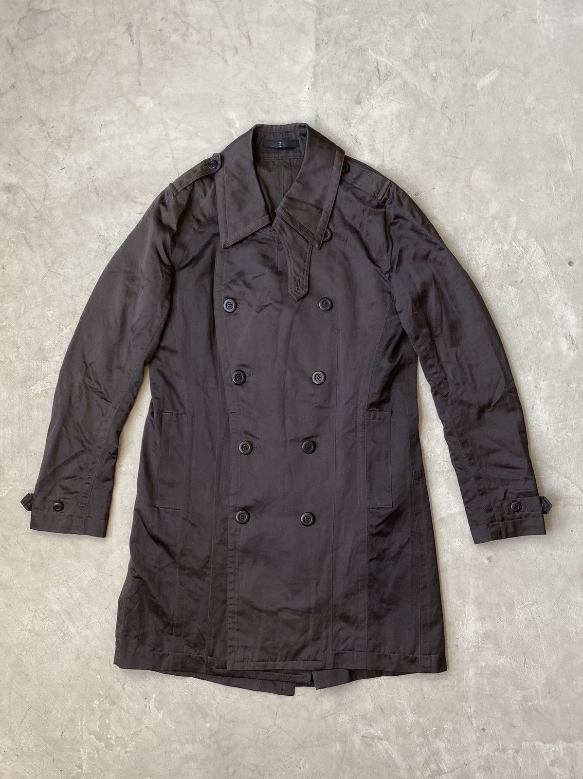 image of Ss/08 Julius Silk Trench Coat in Black, Men's (Size Medium)