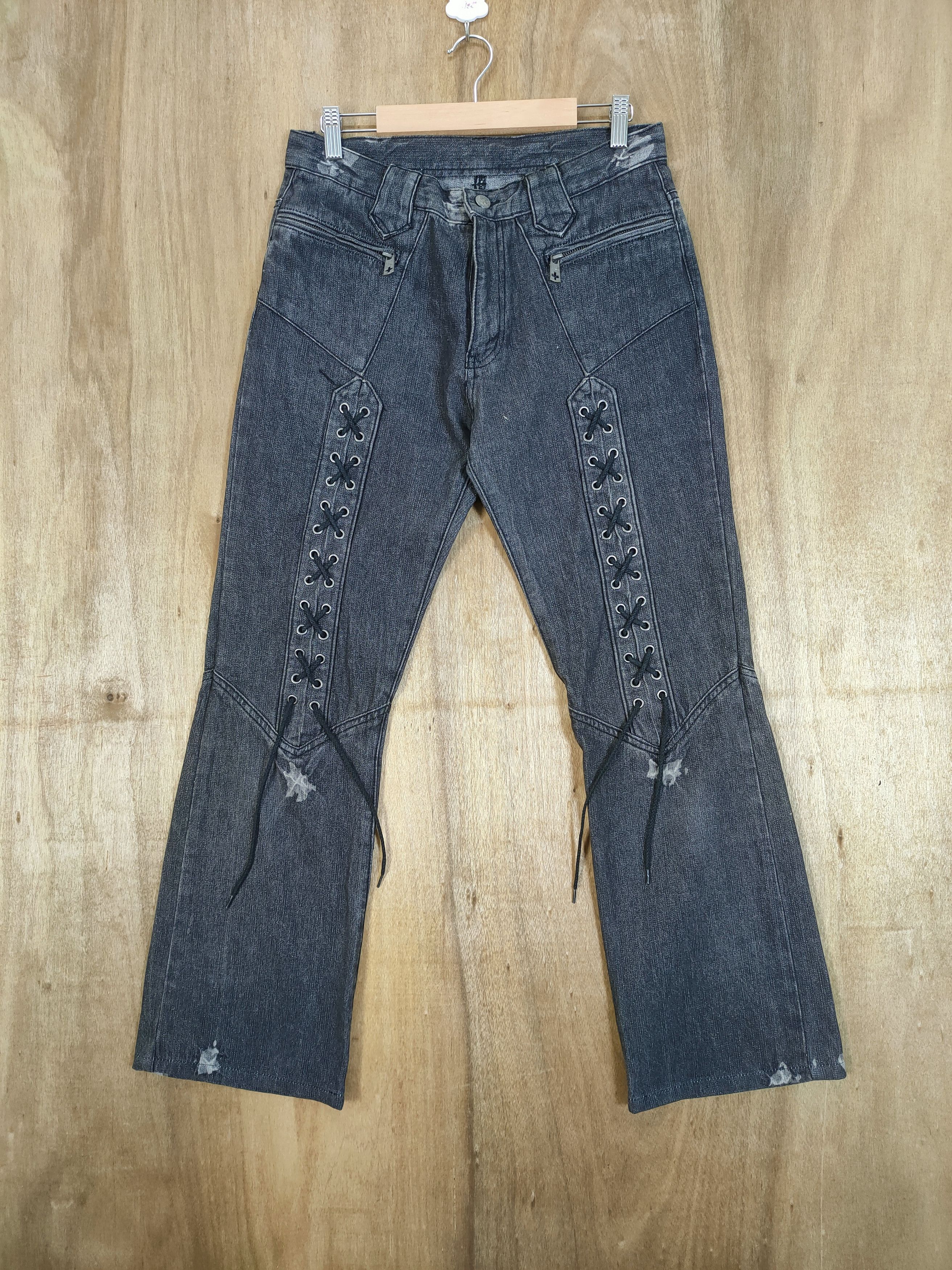 Japanese Brand VINTAGE BERHING SHO BONDAGE FLARE PANTS Size US 30 / EU 46 - 1 Thumbnail