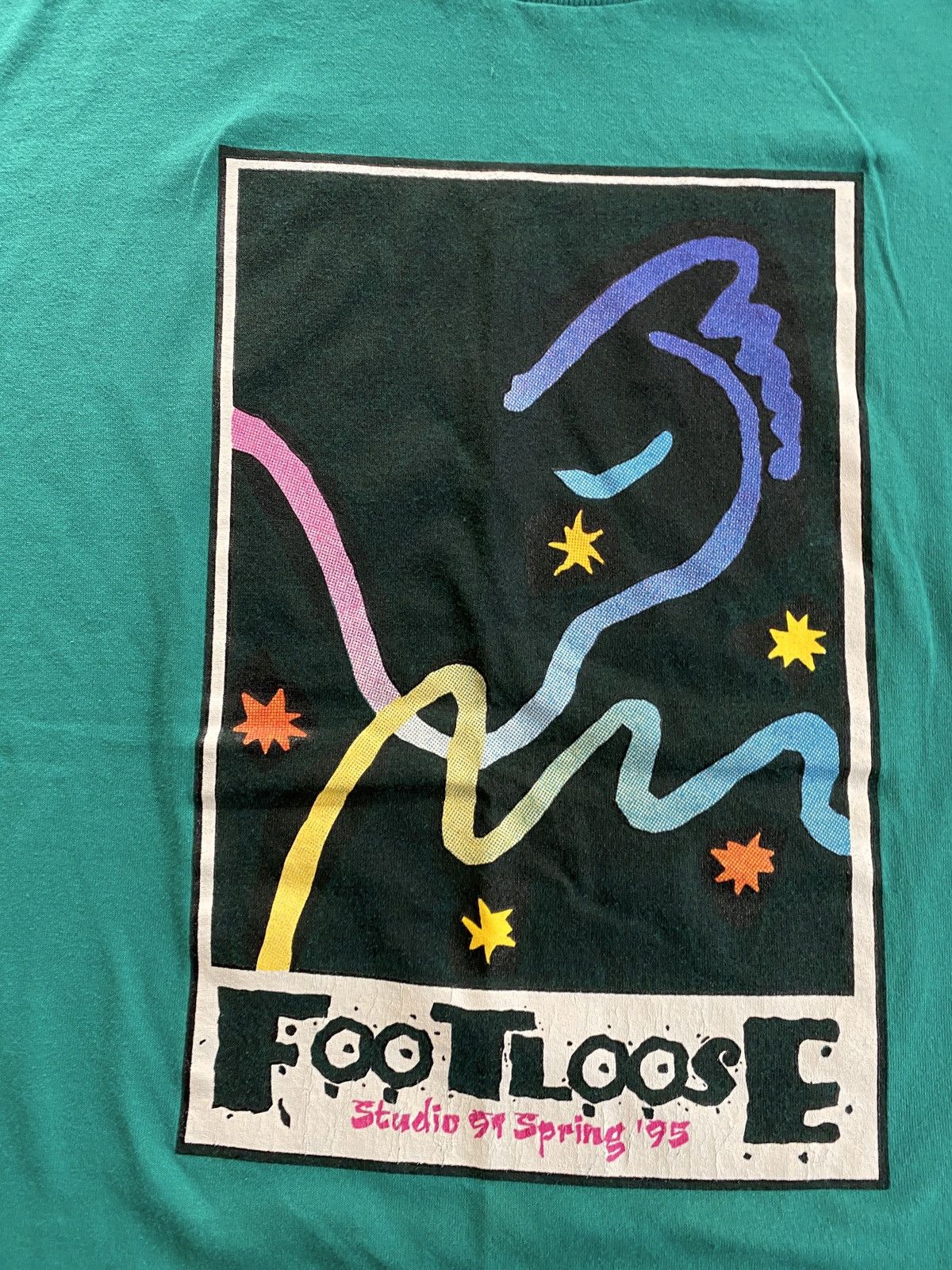 Jerzees Vintage 90’s Footloose Stage Production Teal Tee Shirt Size US L / EU 52-54 / 3 - 2 Thumbnail