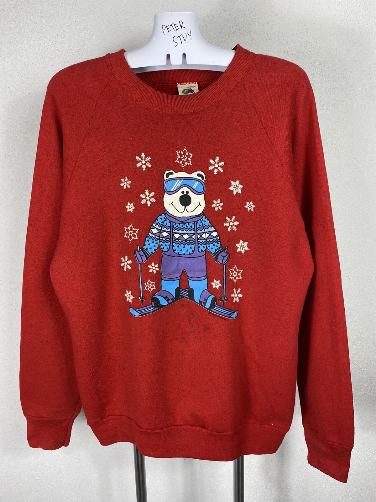 Vintage Vintage Bear Playing Ski Sweatshirt Size US L / EU 52-54 / 3 - 1 Thumbnail