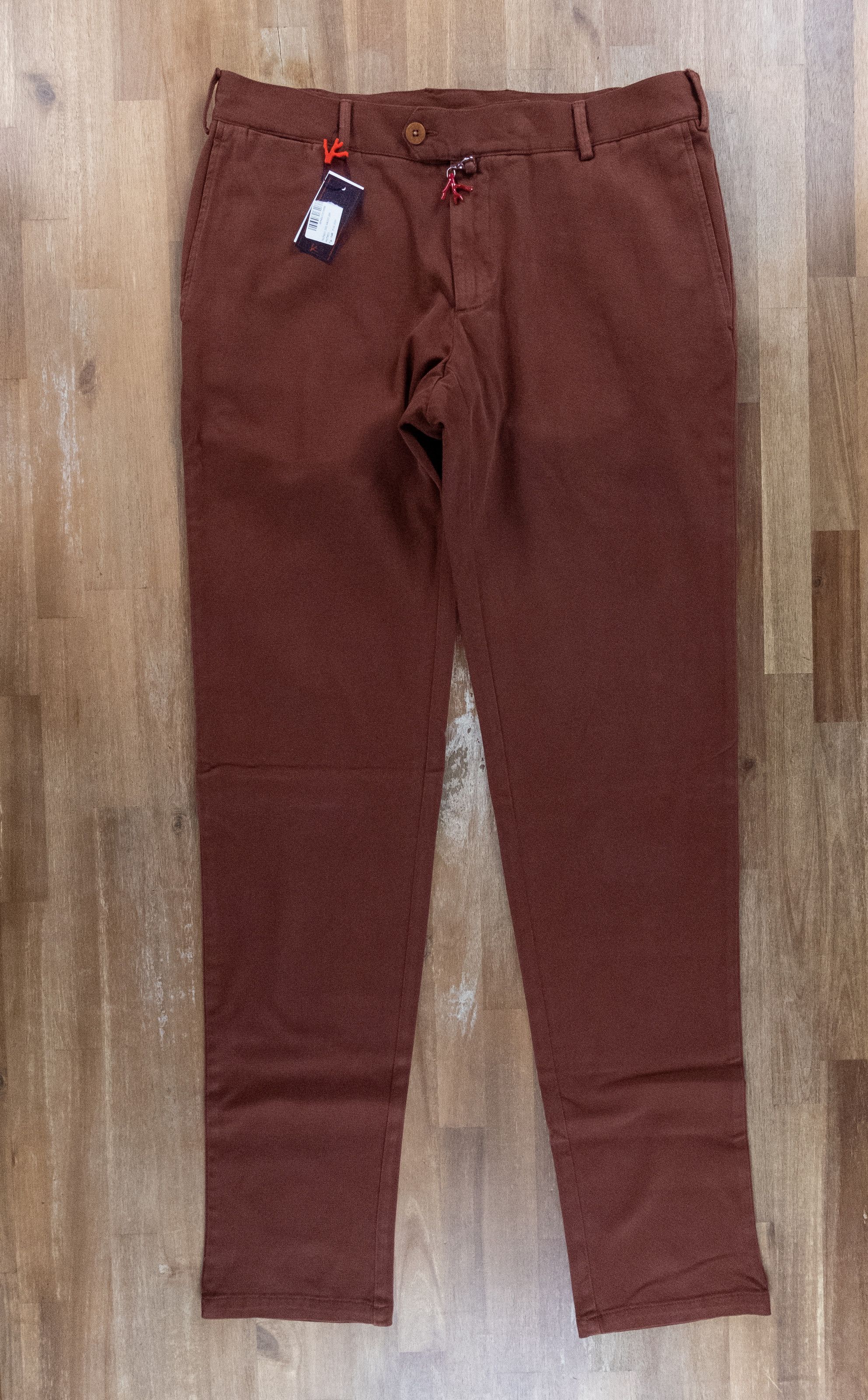 Image of Isaia Brown / Brick Cotton Chinos Trousers Pants - 38 Us, Men's