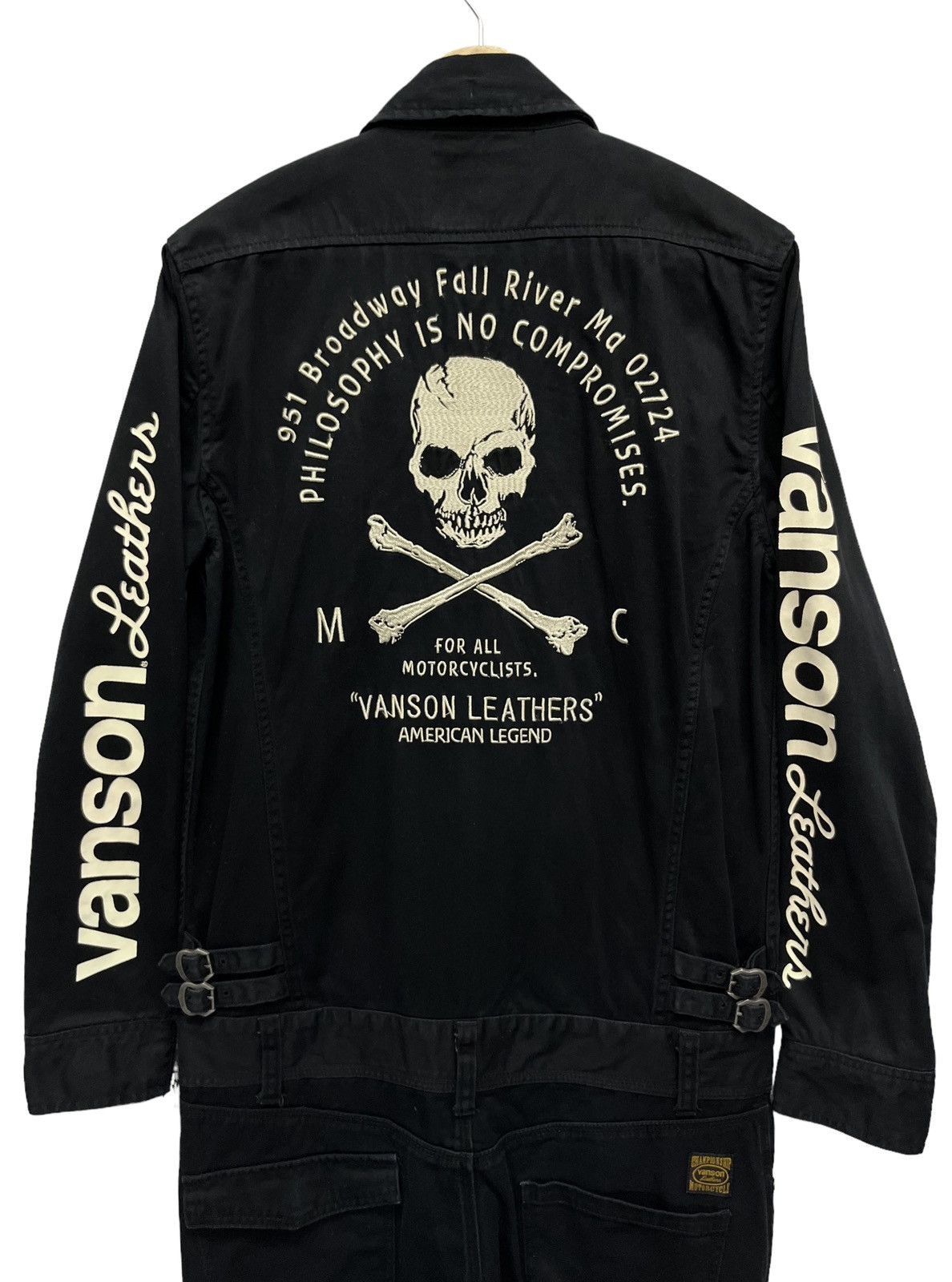 Image of Seditionaries x Skulls VTG Vanson Leathers Crossbone Skull Cotton Slim Coverall in Black (Size 30)