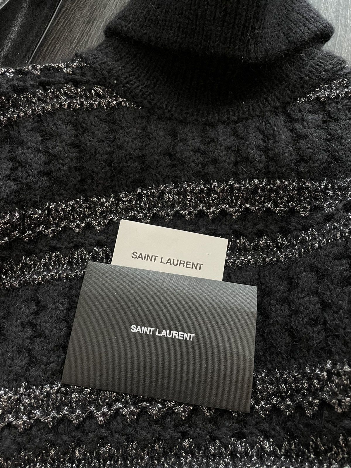 Hedi Slimane × Saint Laurent Paris × Yves Saint Laurent $1,500 Value Limited Runway Lurex Luxury Turtleneck Sweater Size US XXL / EU 58 / 5 - 2 Thumbnail