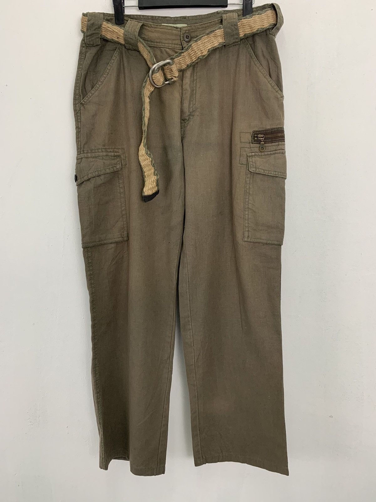 image of Vintage Cargo Pants Bical Bind Multipocket Streetwear Pants W/belt in Brown, Men's (Size 31)