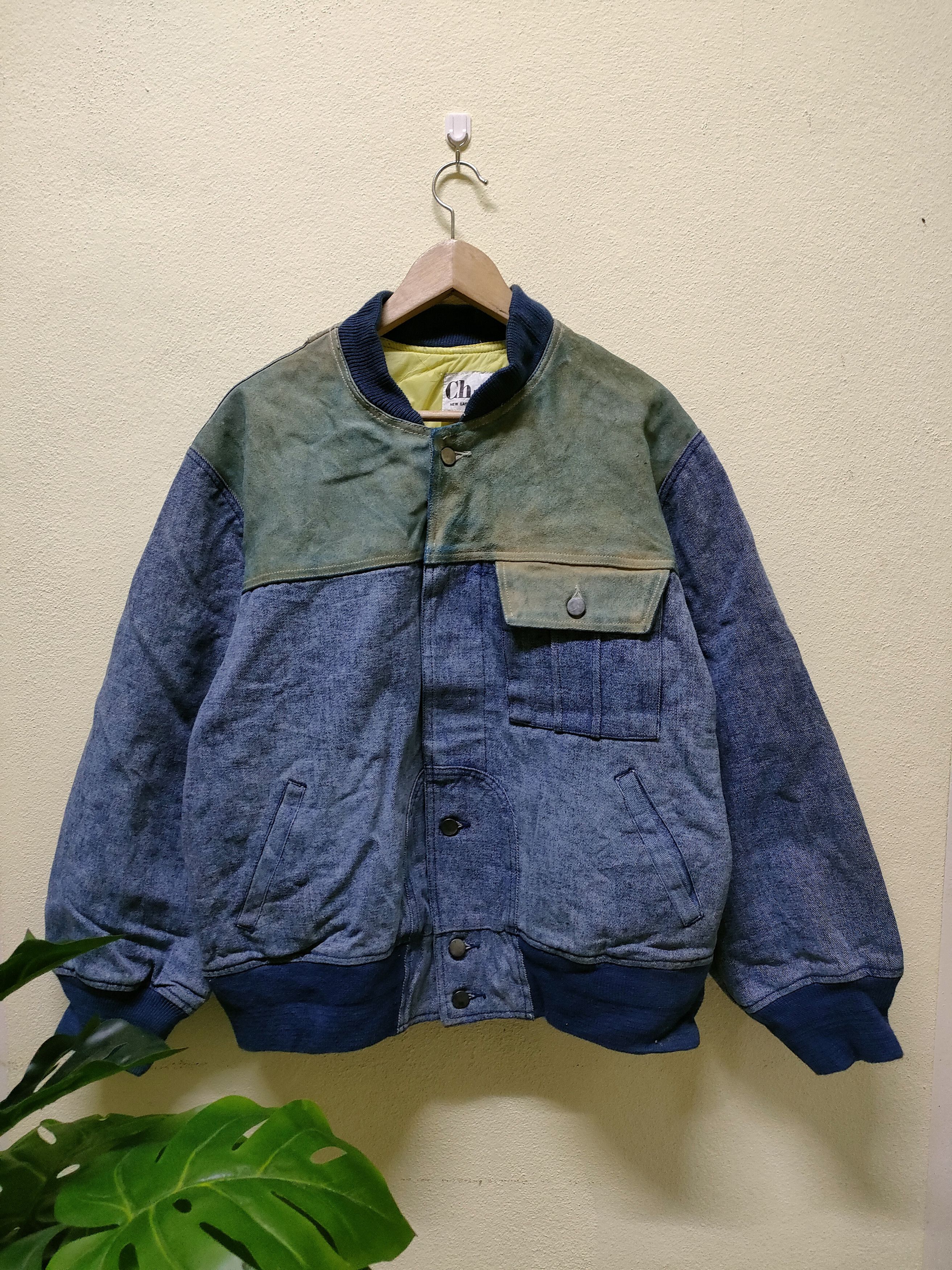 Denim Jacket Suede Leather Breast
