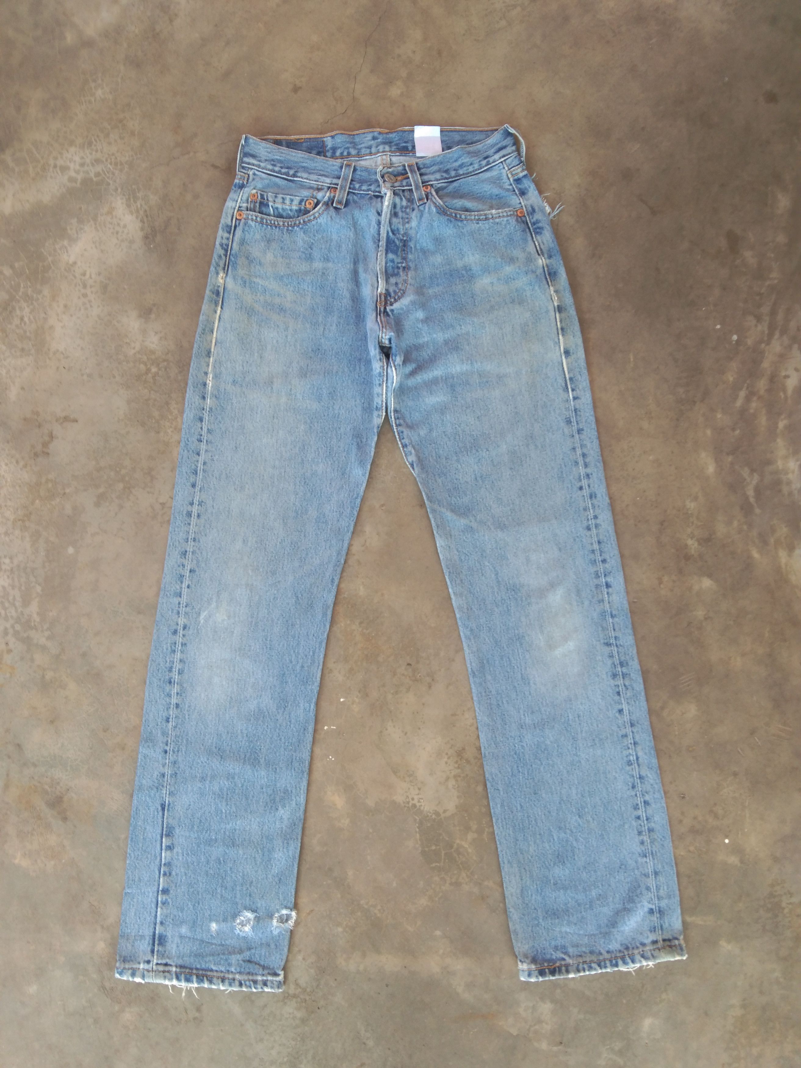 image of Levis x Vintage Levi's 501 Light Wash Distressed Jeans 27X31 in Blue, Men's