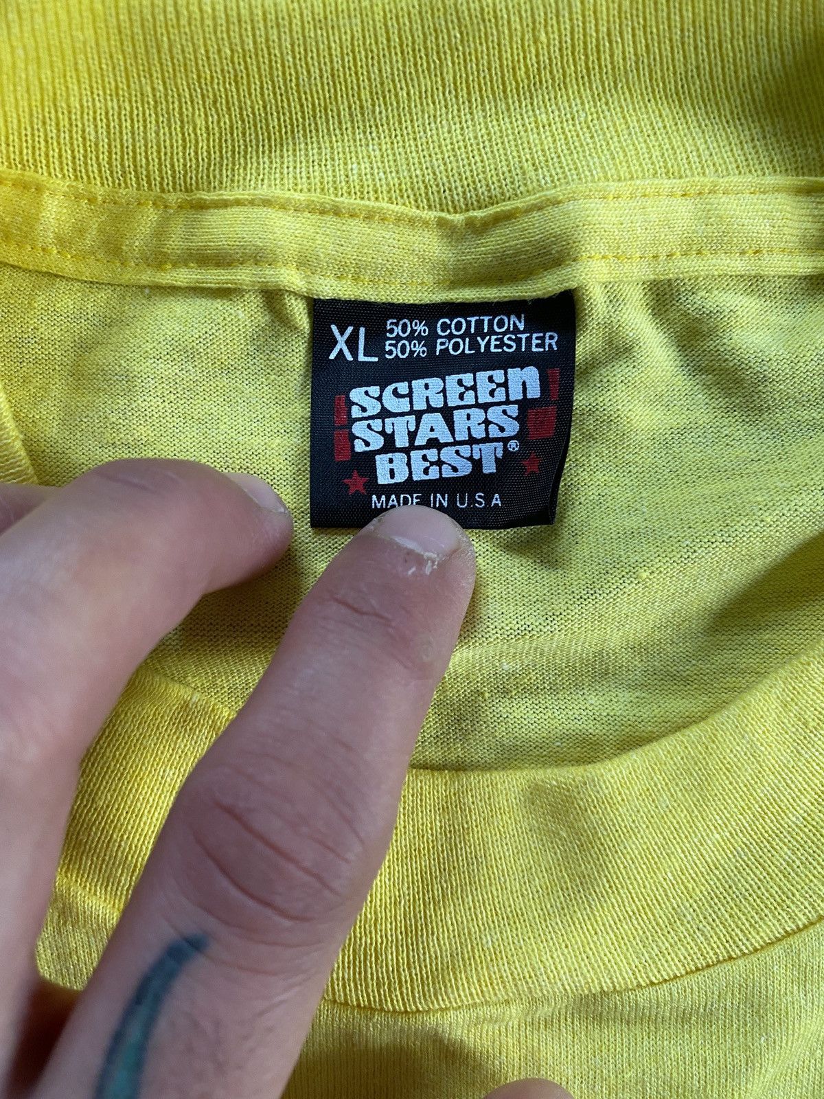 Vintage Vintage 1990 Basketball Theme Single Stitch Screen Stars Tee Size US L / EU 52-54 / 3 - 6 Thumbnail