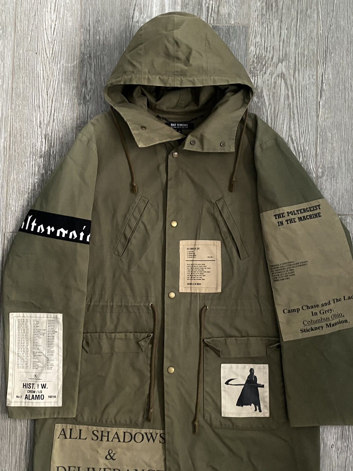 Raf Simons AW2005-2006 Raf Simons Poltergeist Olive Patchwork Parka Size US XL / EU 56 / 4 - 3 Thumbnail