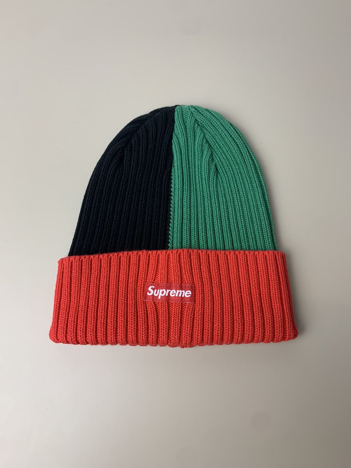 Supreme Supreme Split Overdyed Beanie Hat Red Black Green | Grailed