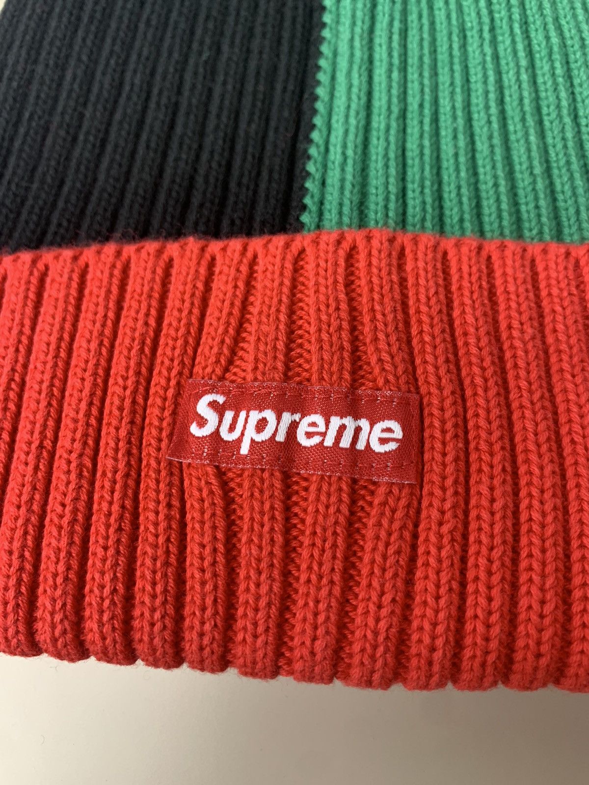 Supreme Supreme Split Overdyed Beanie Hat Red Black Green Size ONE SIZE - 2 Thumbnail