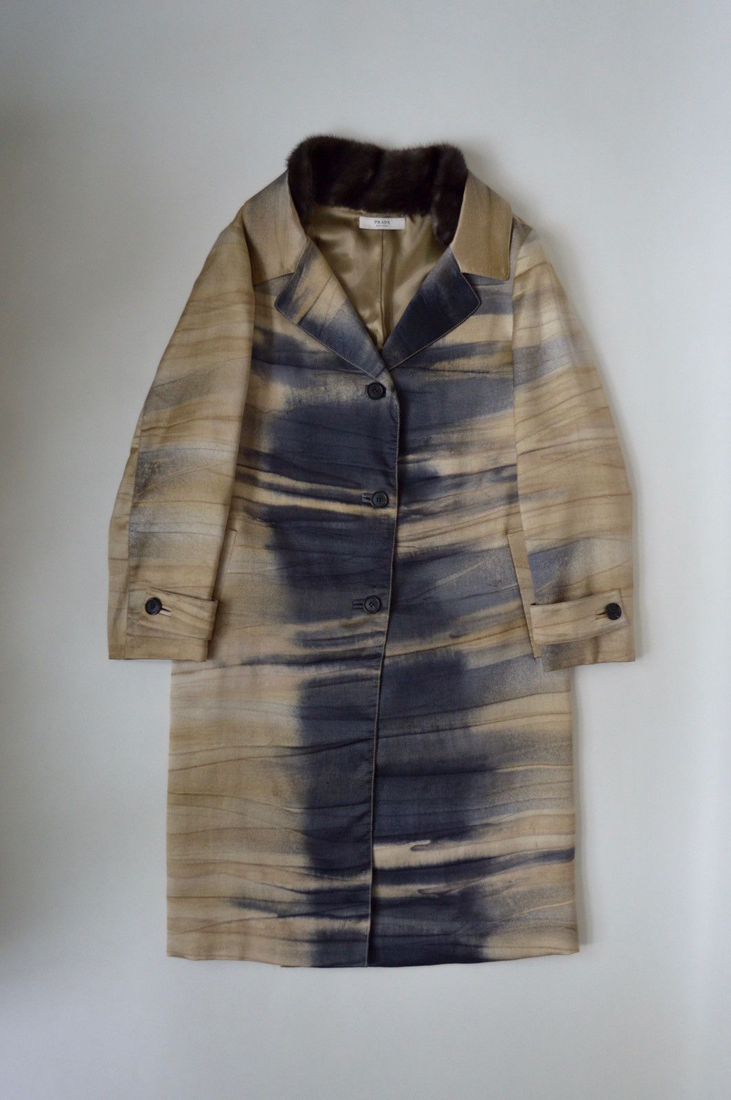 Prada A/W 04 Sample Tie Dye Silk Overcoat Size M / US 6-8 / IT 42-44 - 1 Thumbnail