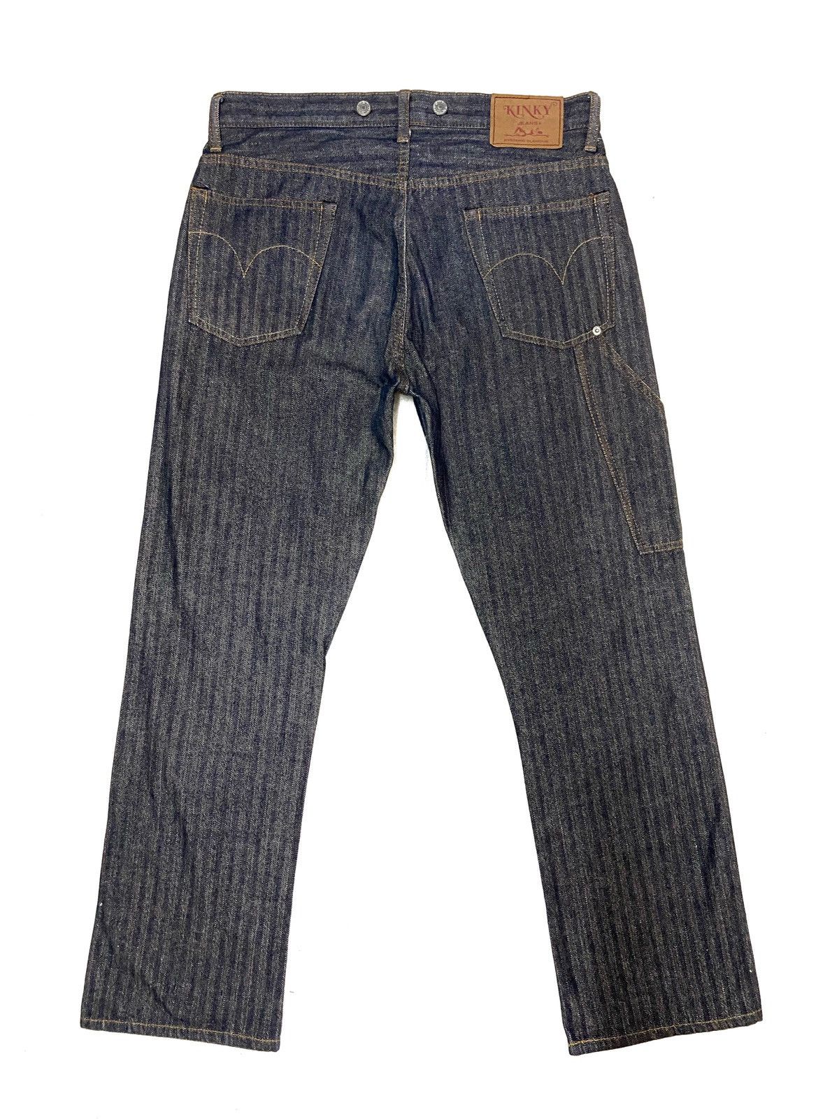 Hysteric Glamour × Japanese Brand Vintage 90's Hysteric Glamour Striped Patchwork Denim Pants Size US 33 - 2 Thumbnail
