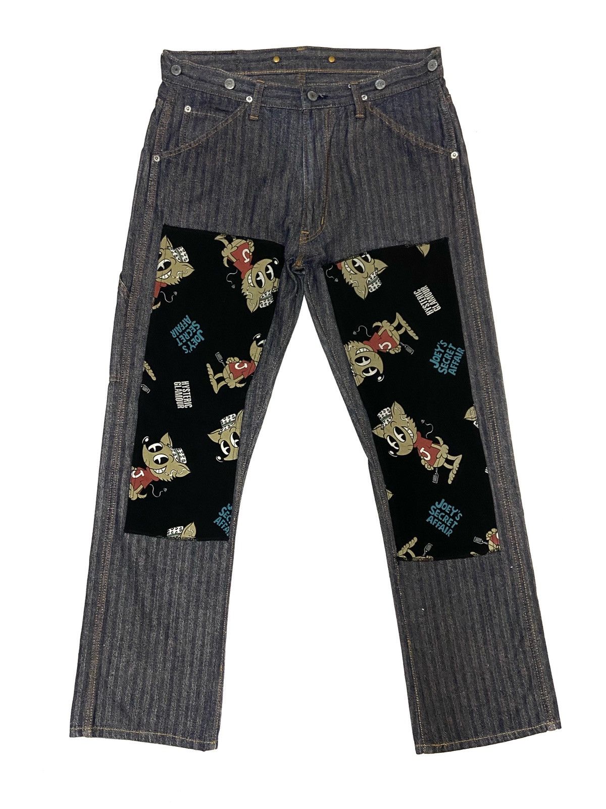 Hysteric Glamour × Japanese Brand Vintage 90's Hysteric Glamour Striped Patchwork Denim Pants Size US 33 - 1 Thumbnail
