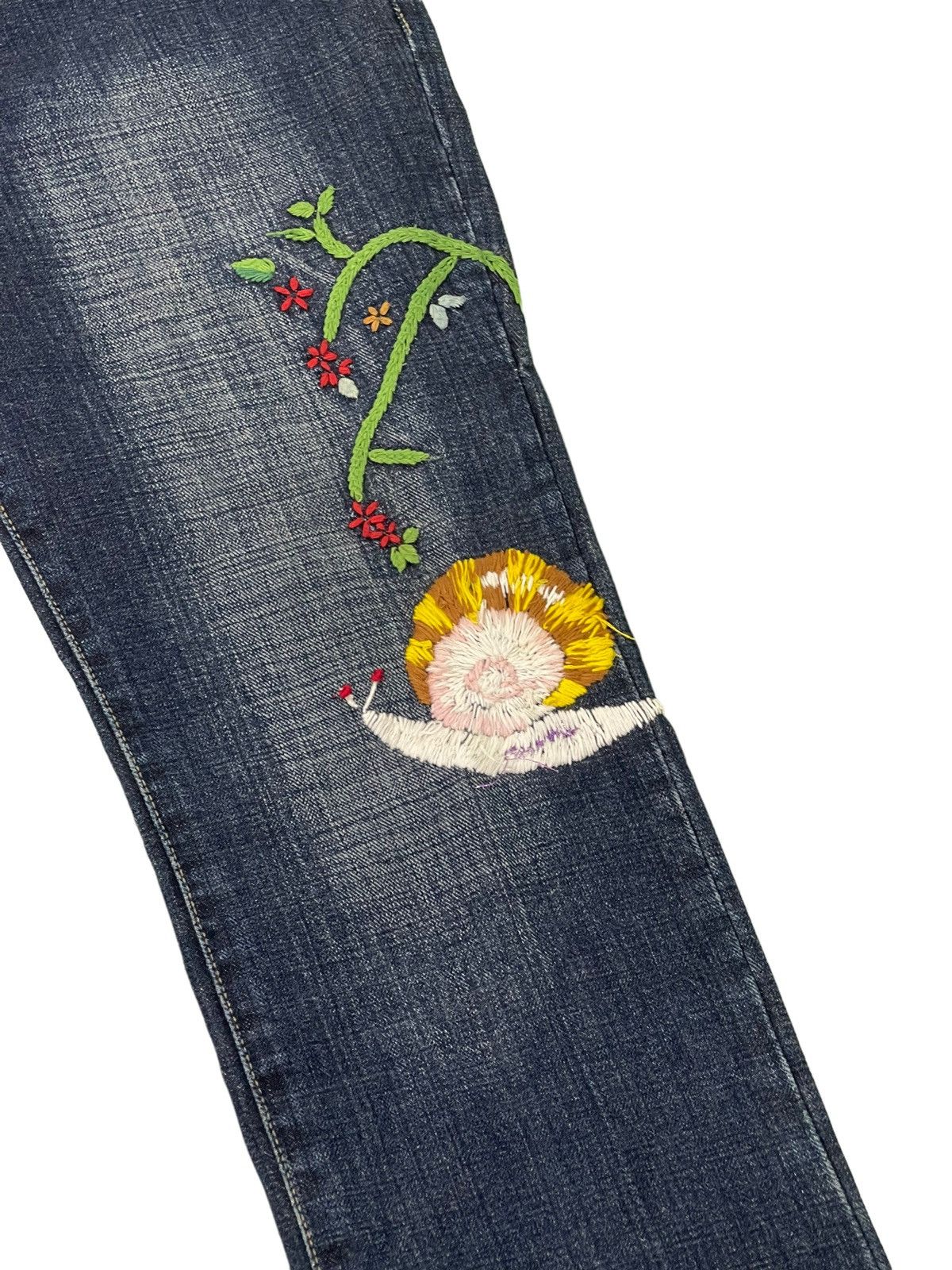 Japanese Brand Embroydery Jeans As Know As De Base Low Rise Denim 5🟦1 Size US 31 - 17 Thumbnail