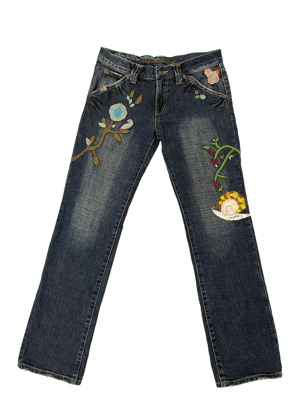 Japanese Brand Embroydery Jeans As Know As De Base Low Rise Denim 5🟦1 Size US 31 - 11 Thumbnail