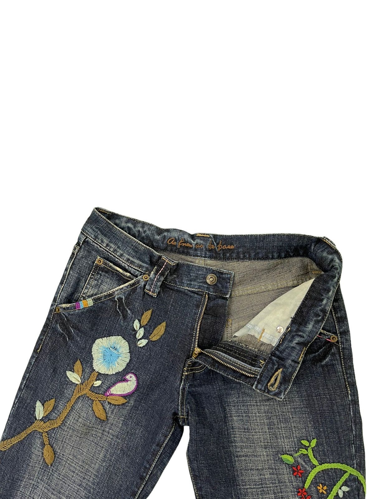Japanese Brand Embroydery Jeans As Know As De Base Low Rise Denim 5🟦1 Size US 31 - 22 Thumbnail