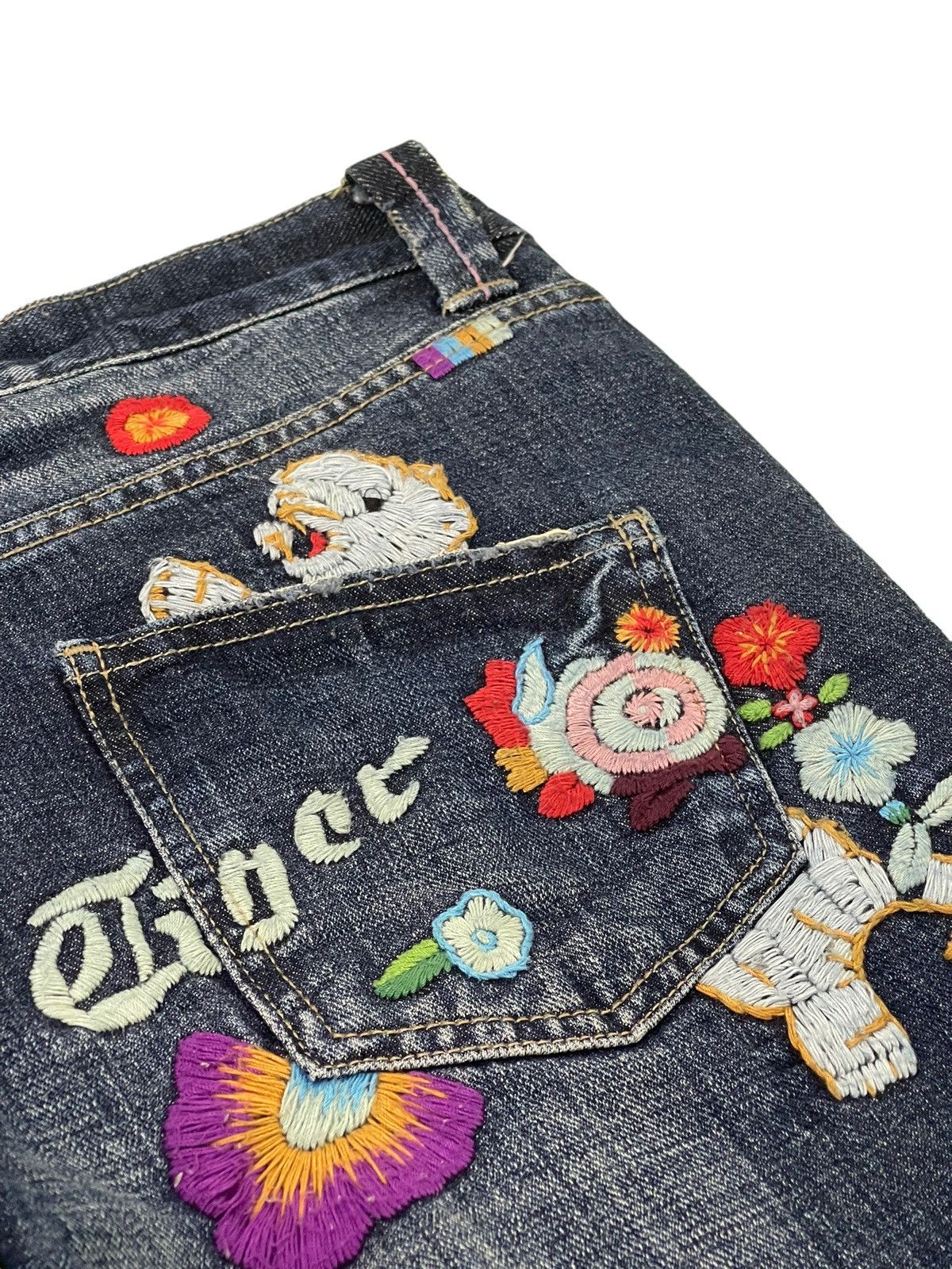 Japanese Brand Embroydery Jeans As Know As De Base Low Rise Denim 5🟦1 Size US 31 - 10 Thumbnail
